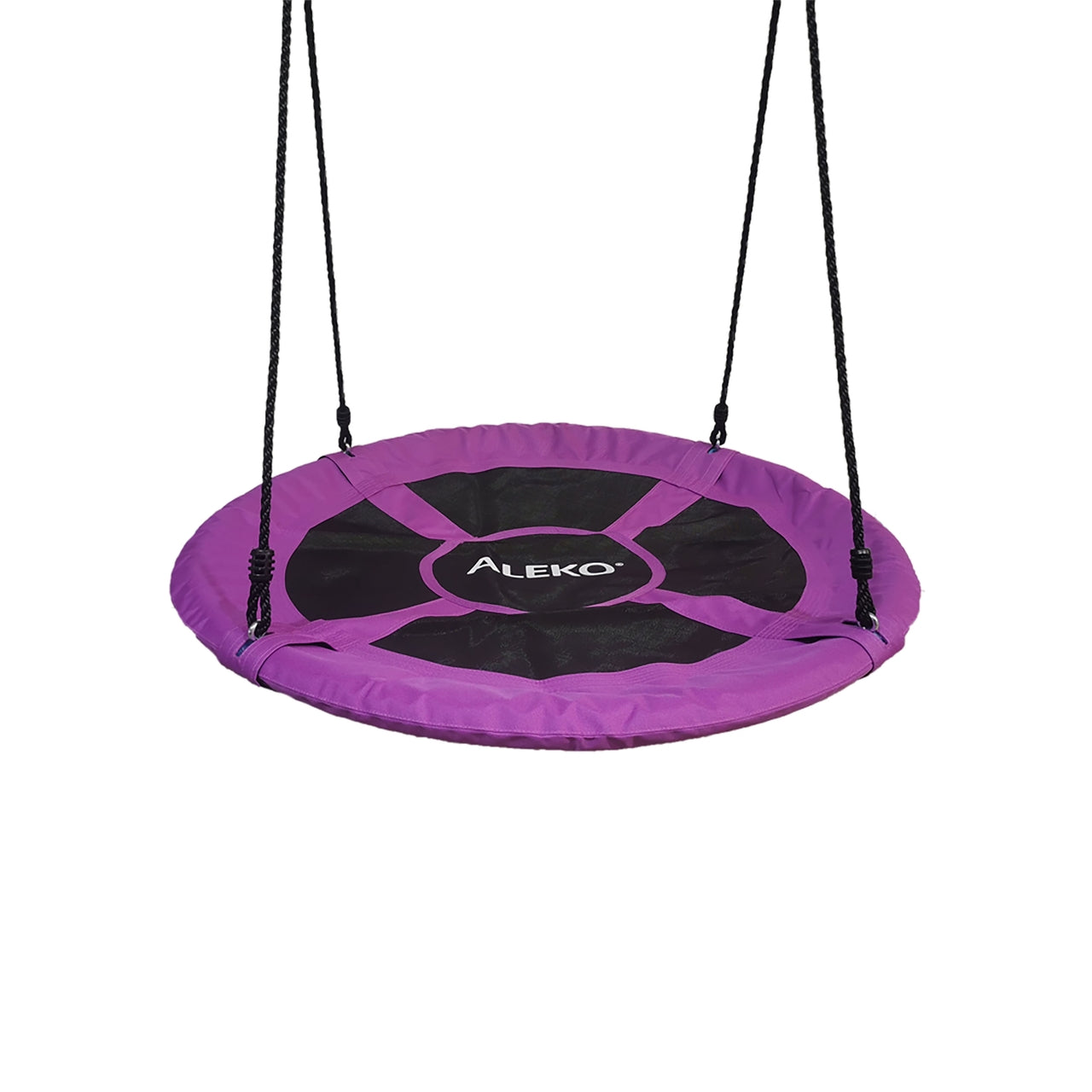 Aleko 40-Inch Purple Outdoor Saucer Platform Swing with Adjustable Hanging Ropes - Durable Patio Furniture for Backyard, Garden, and Poolside Relaxation