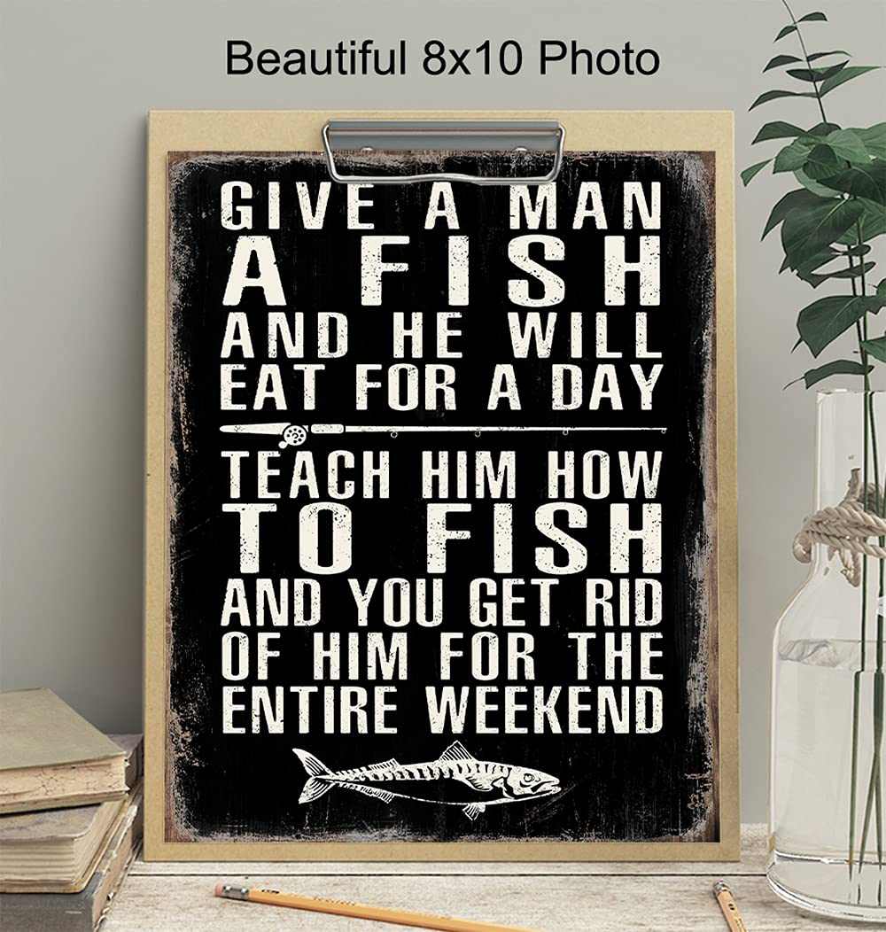 Funny Fishing Wall Decor for Men - Man Cave & Lake House Decor