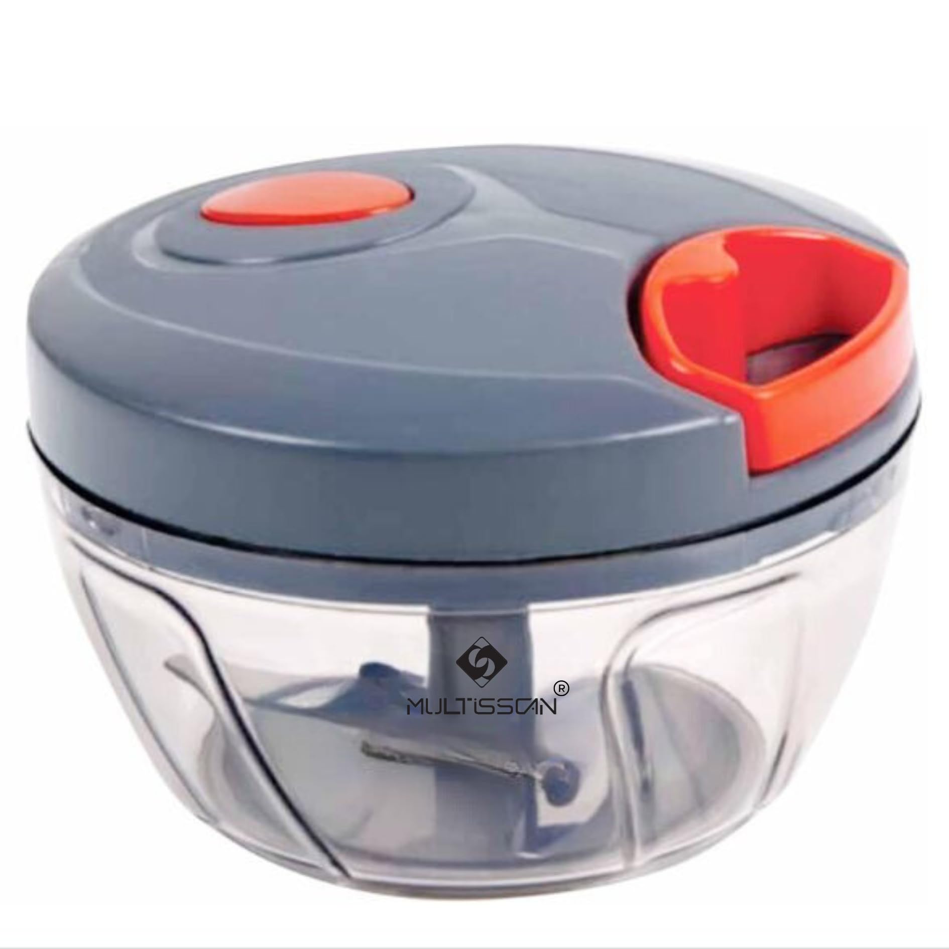 450ML Compact Handy Food Chopper with 3 Blades - Efficient Vegetable & Fruit Chopper for Kitchen - Perfect for Smoothies, Salsas & Meal Prep - Grey