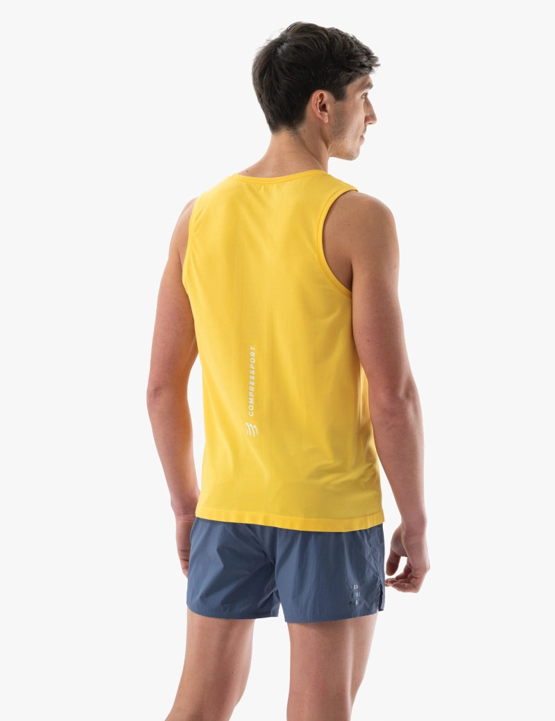 Compressport Men's Running Singlet - Breathable Athletic Tank Top for Marathon & Workout - Lightweight Moisture-Wicking Performance Shirt (Maize) - Ideal for Jogging, Gym Training & Outdoor Sports