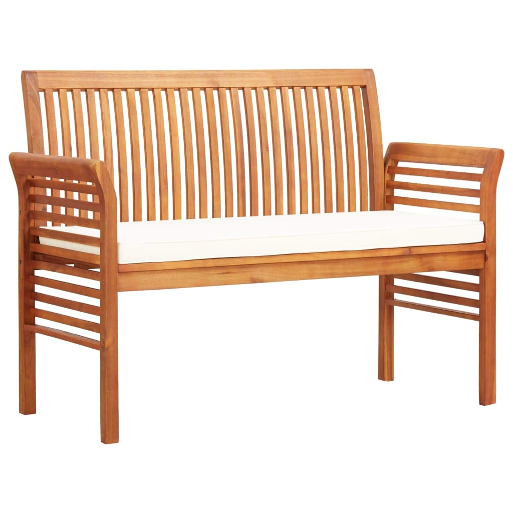 2-Seater Acacia Wood Patio Bench with Cushion - 47.2
