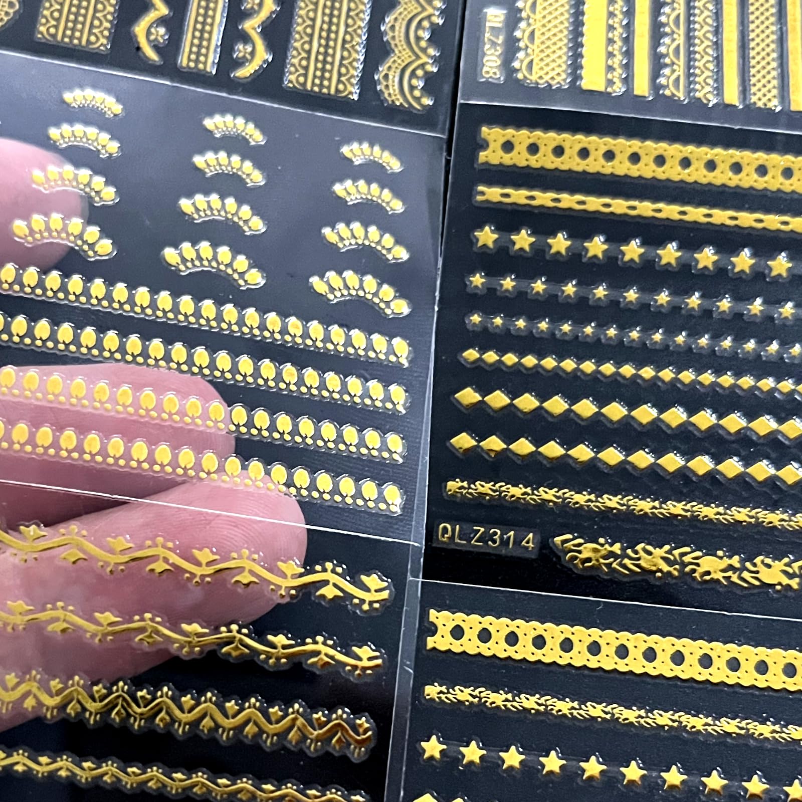 30 Sheets Gold Line Nail Art Stickers - 3D Self-Adhesive Gold Lace Nail Decals for Acrylic Nails, DIY Nail Design Supplies for Women - Perfect for Parties, Weddings, and Special Occasions