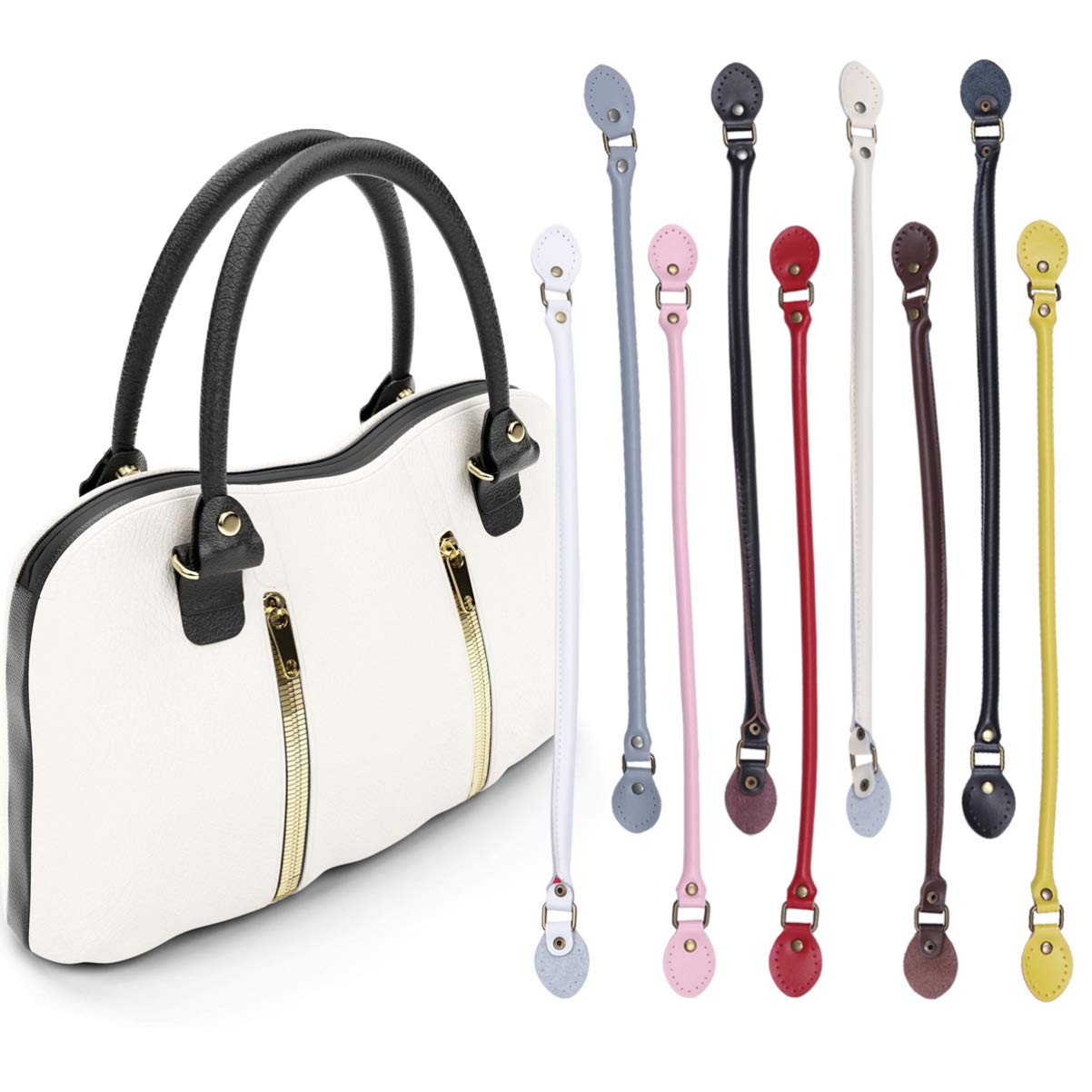 EXCEART Black Leather Crossbody Strap Replacement for Wallets & Handbags - Adjustable Purse Shoulder Strap with Metal Chain Belt (Perfect for Travel, Shopping & Everyday Use)