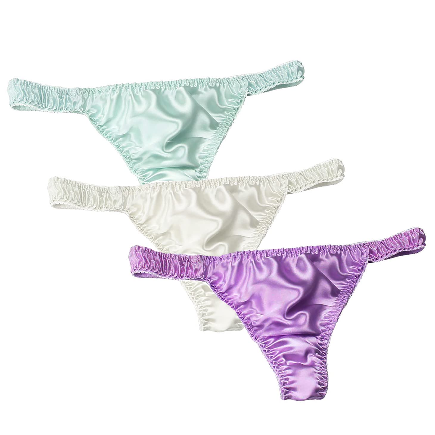 3 Pairs Women's Pure Silk String Bikini Panties - Soft & Sexy Thong Underwear for Summer Beach Wear (Sizes S-XL) | Healthy & Breathable for Comfort All Day | Perfect for Vacation, Pool Party & Intimate Moments