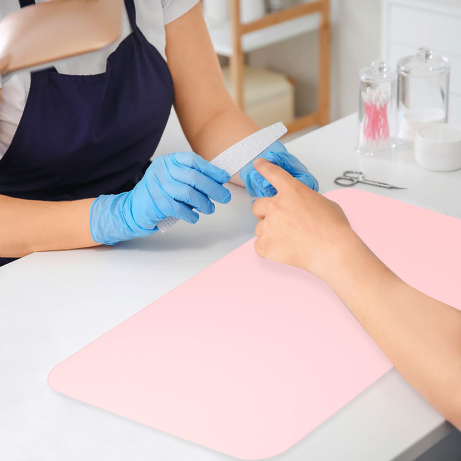 Premium SHIMIDO Nail Art Table Mat - Soft Microfiber Leather Hand Rest Pad for Nail Technicians & DIY Manicures | Non-Slip Workstation Mat for Salon, Home & Professional Use (Pink)