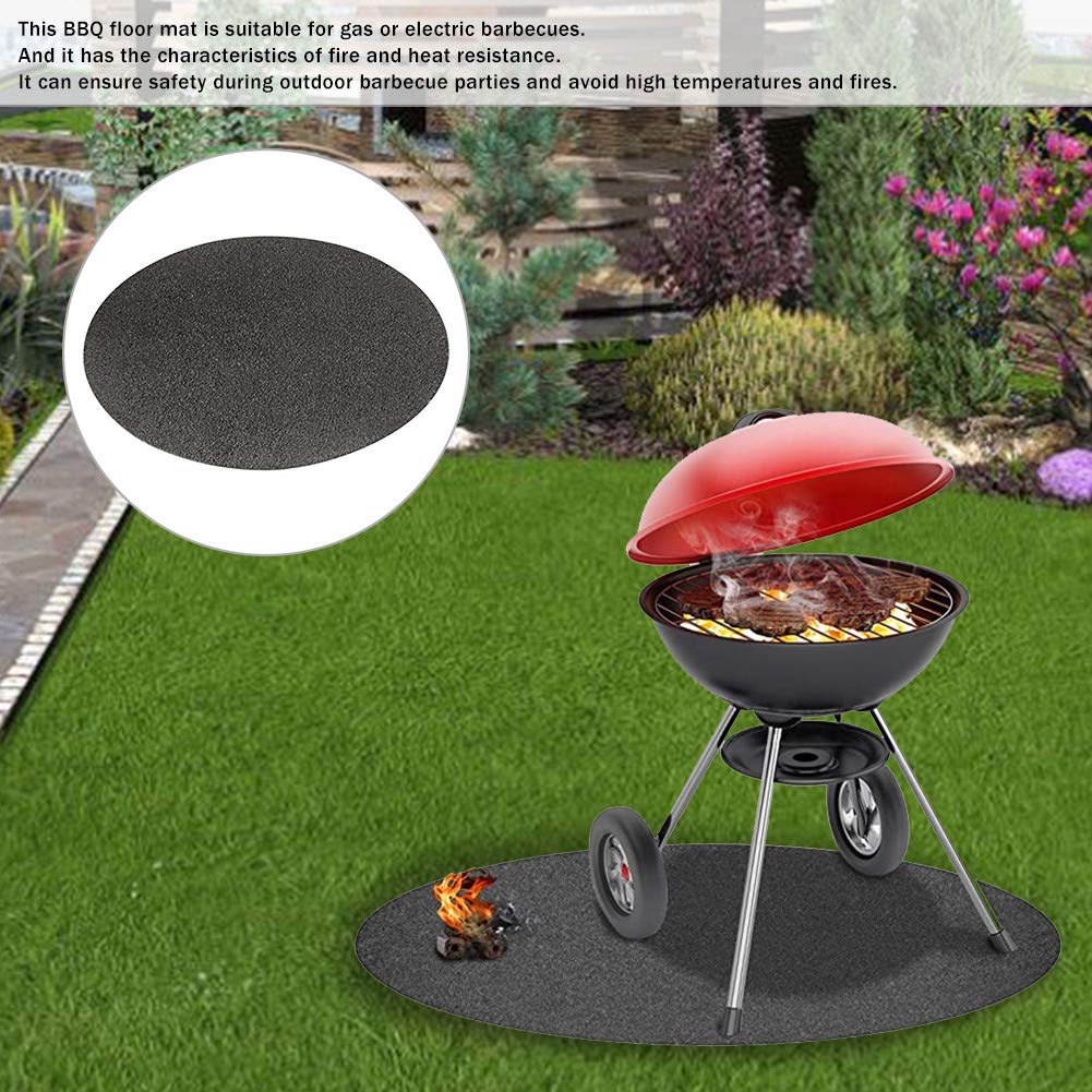 LANGM 68CM Round Fire Pit Mat - Heat Resistant Grill Splatter Mat for Gas BBQ, Fireproof Under Grill Floor Protector - Perfect for Backyard, Outdoor, Deck & Patio Use During Camping, Barbecue Parties & Fire Pit Gatherings