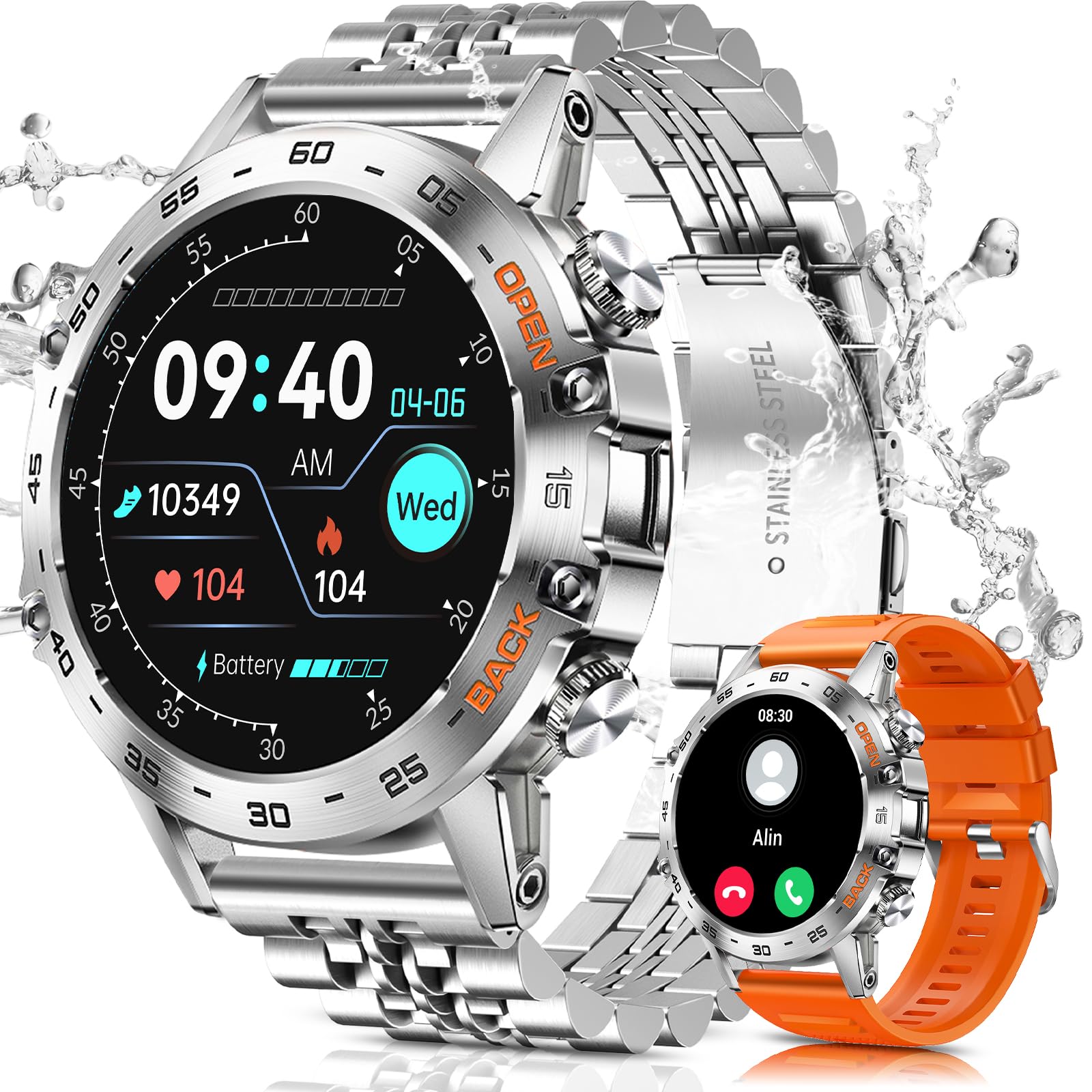 Military Smart Watches for Men - Tactical Smartwatch with Answer/Make Calls, 400mAh Battery, 10+ Sports Modes - Compatible with Android & iOS - Perfect for Outdoor Activities, Fitness Tracking & Daily Use