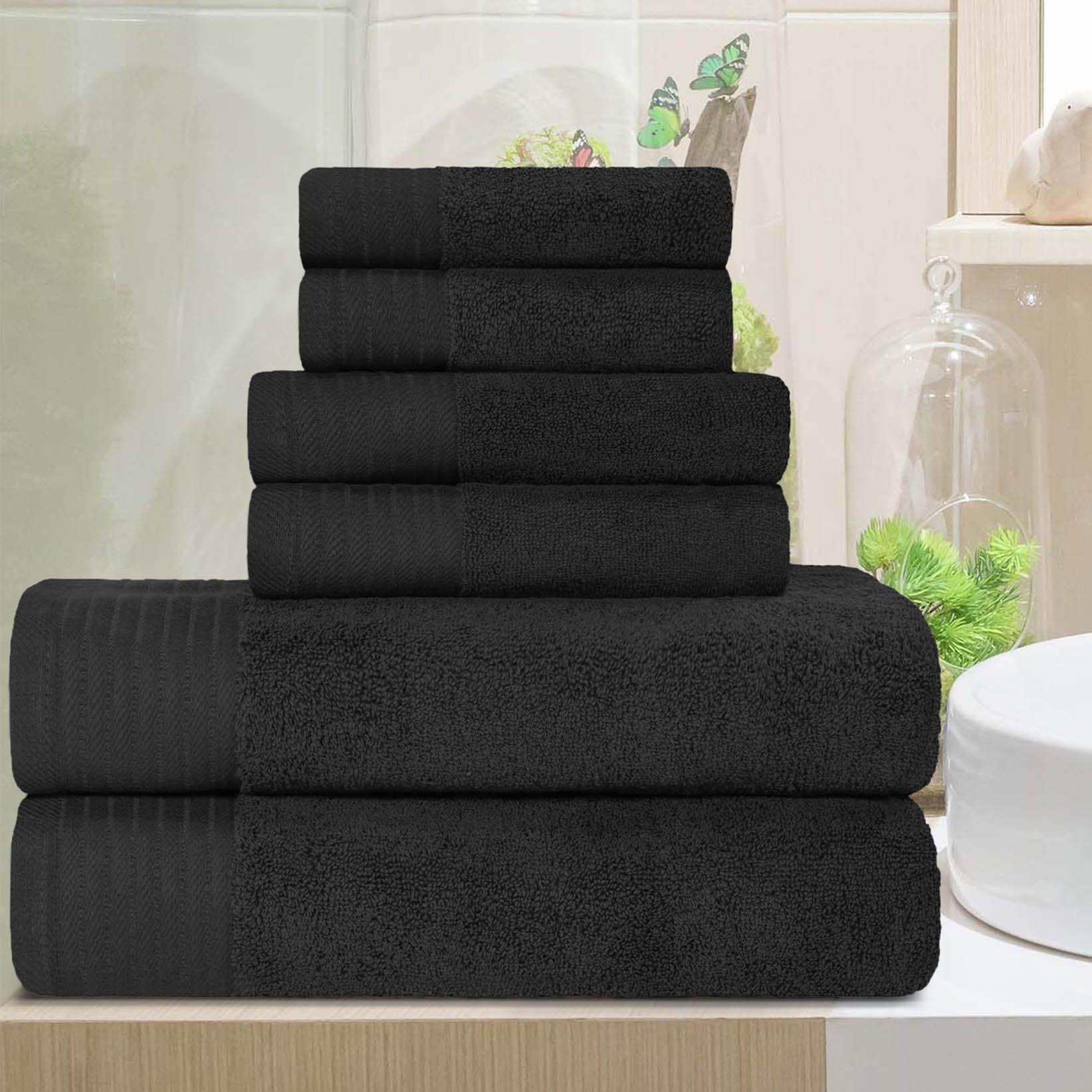 Premium 6-Piece Turkish Cotton Herringbone Bath Towel Set - Ultra Soft & Absorbent - Luxury Bath, Spa & Guest Towels for Home & Hotel Use