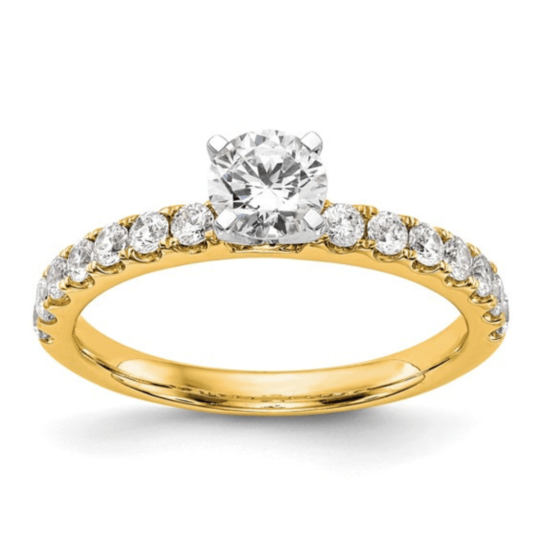 14K Gold Lab-Grown Diamond Solitaire Pave Ring for Women - Elegant Engagement & Wedding Band - Perfect for Proposals, Anniversaries & Special Occasions