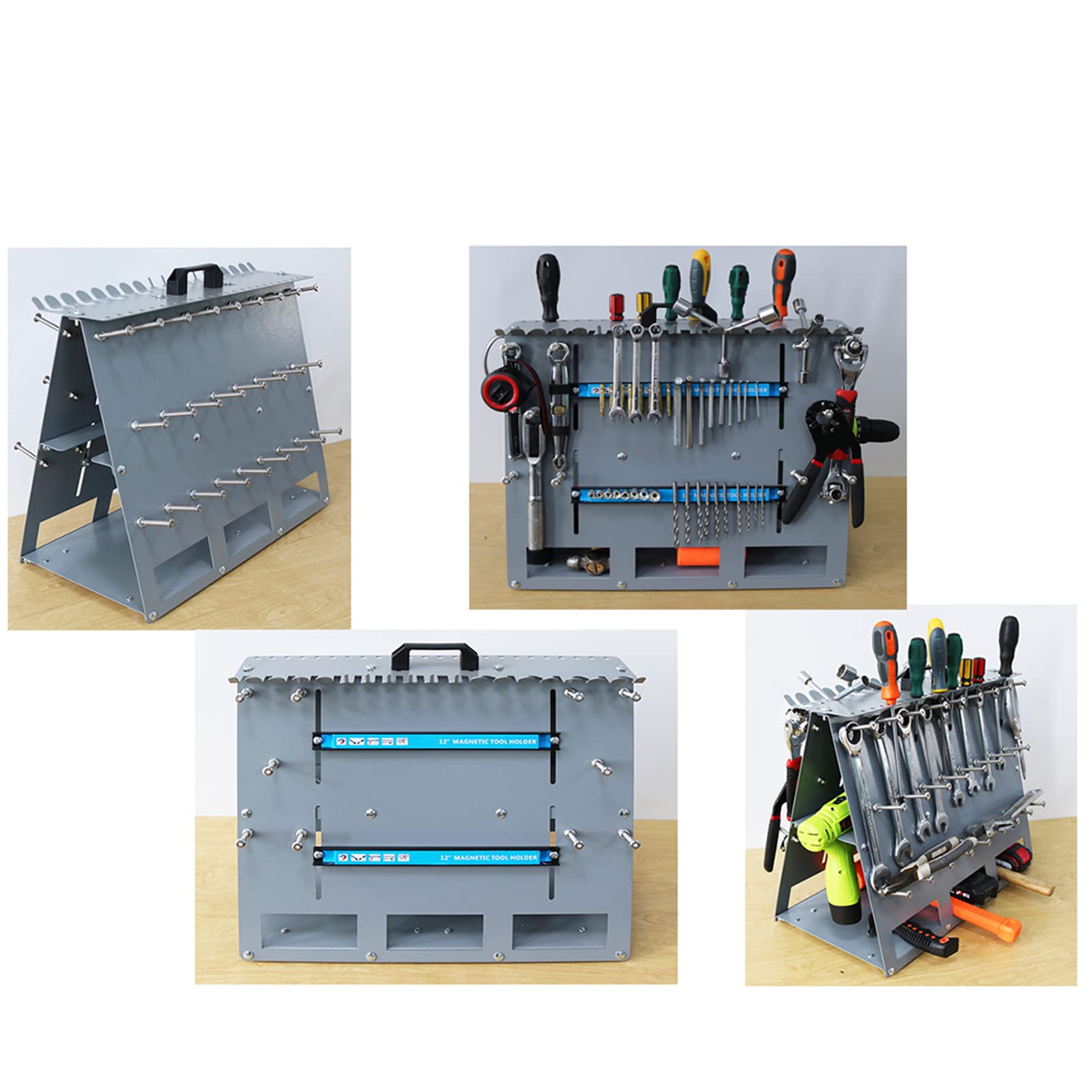 INTSUPERMAI Tool Organizer Rack - Desktop Tool Storage with Charging Station for Drills & Accessories | Perfect for Workshop, Garage & DIY Projects