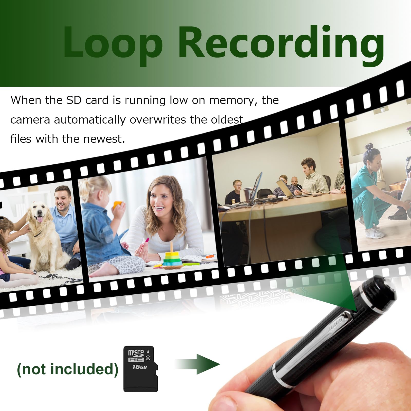 Spy Camera Pen - 1080P HD Hidden Camera with Loop Recording, No Audio - Portable Pocket Video Recorder for Business Meetings, Classroom Study, Home Security & Covert Surveillance