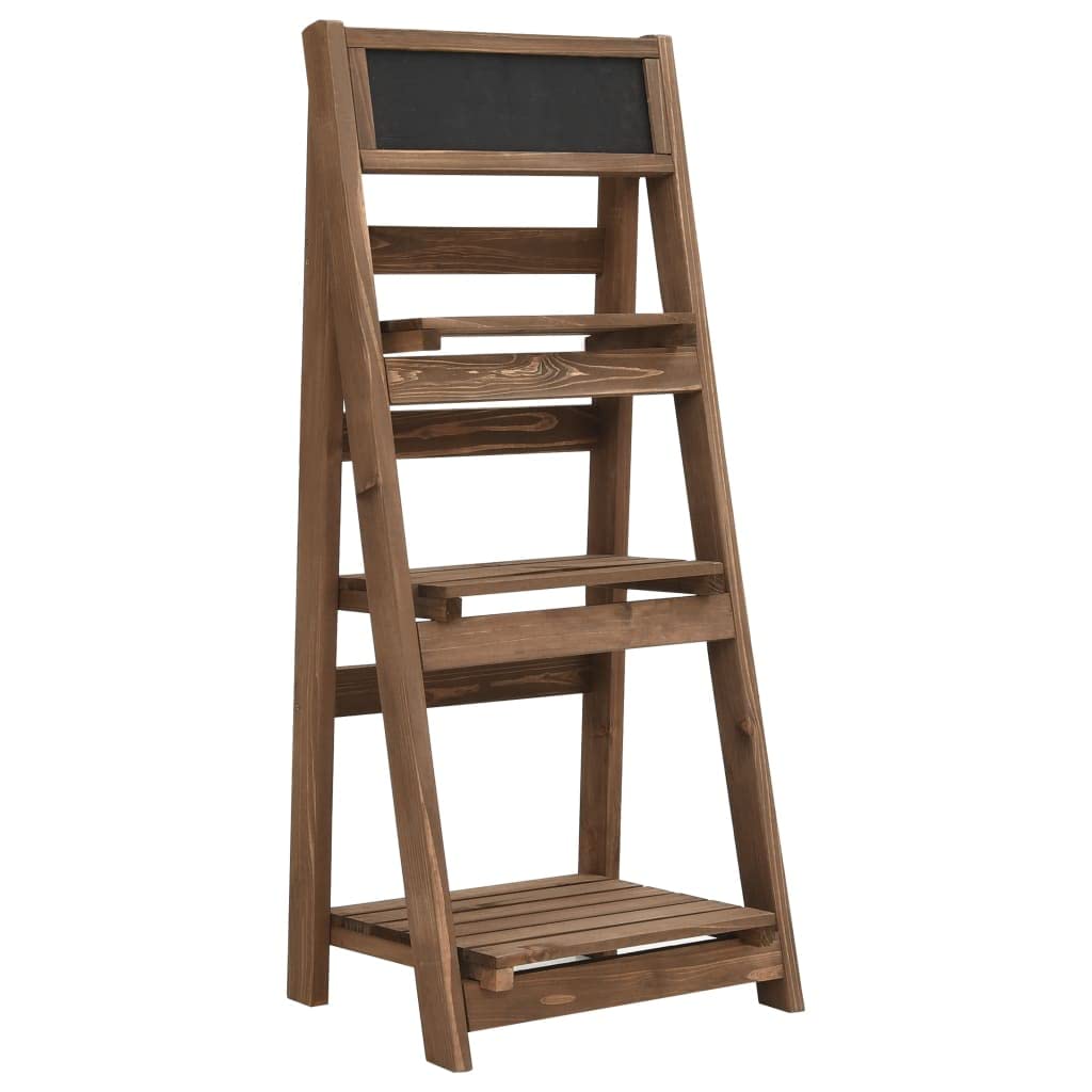 3-Tier Rolling Plant Stand with Blackboard - Solid Fir Wood Flower Pot Holder for Indoor & Outdoor Use - 15.7