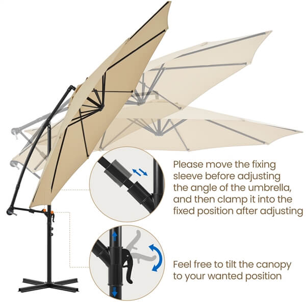 Yaheetech 11 ft Outdoor Patio Offset Umbrella with Crank Handle - Sun Shade for Garden, Poolside, Backyard, and Deck - Waterproof & Windproof Cantilever Umbrella