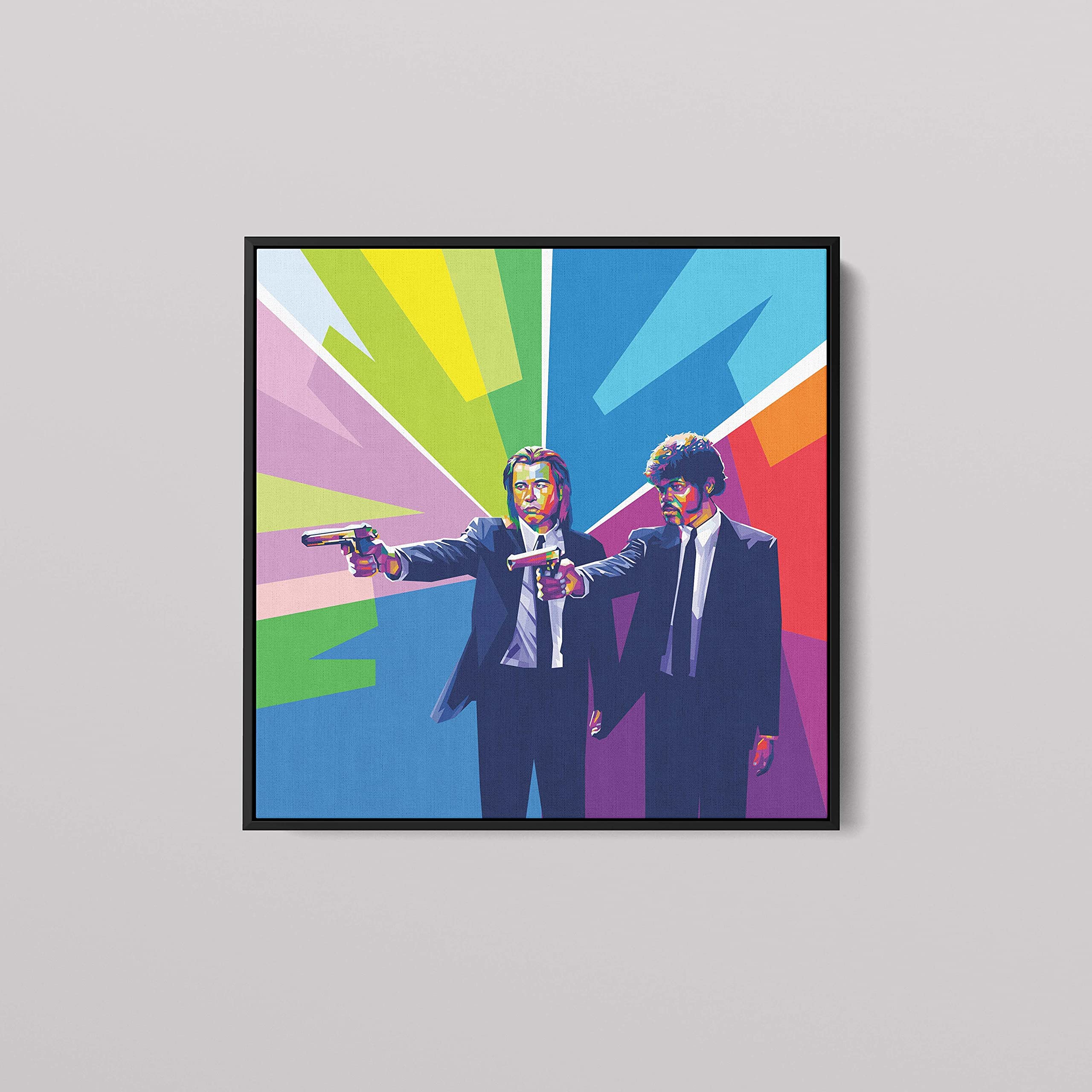 Pulp Fiction Pop Art Canvas - Framed Wall Decor (16x16in) for Living Room