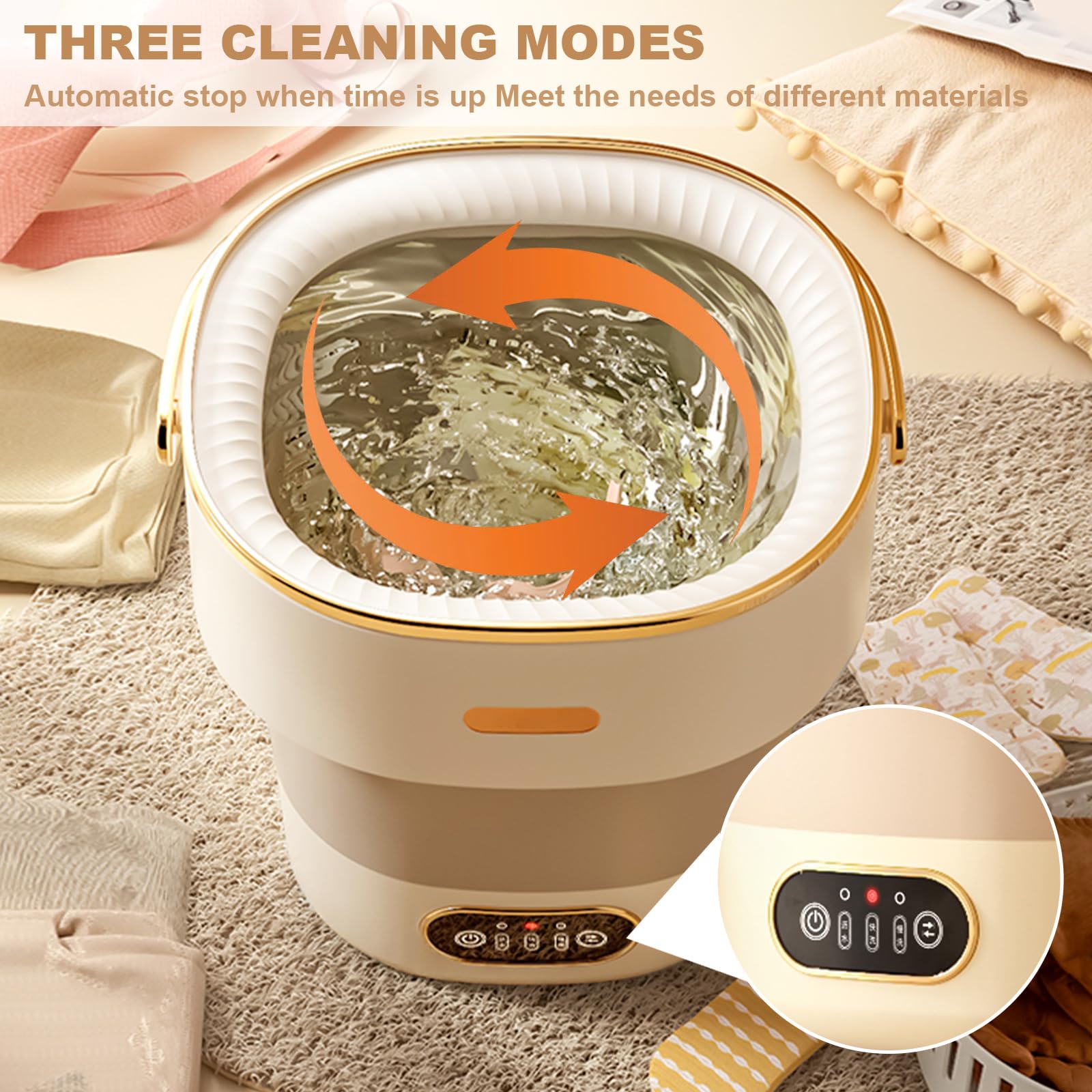 Portable Mini Washing Machine 13L - 3 Cleaning Modes for Baby Clothes, Underwear & Socks - Compact Foldable Design for Apartments, Dorms, Camping & Travel - Perfect for Small Spaces & On-the-Go Laundry Needs