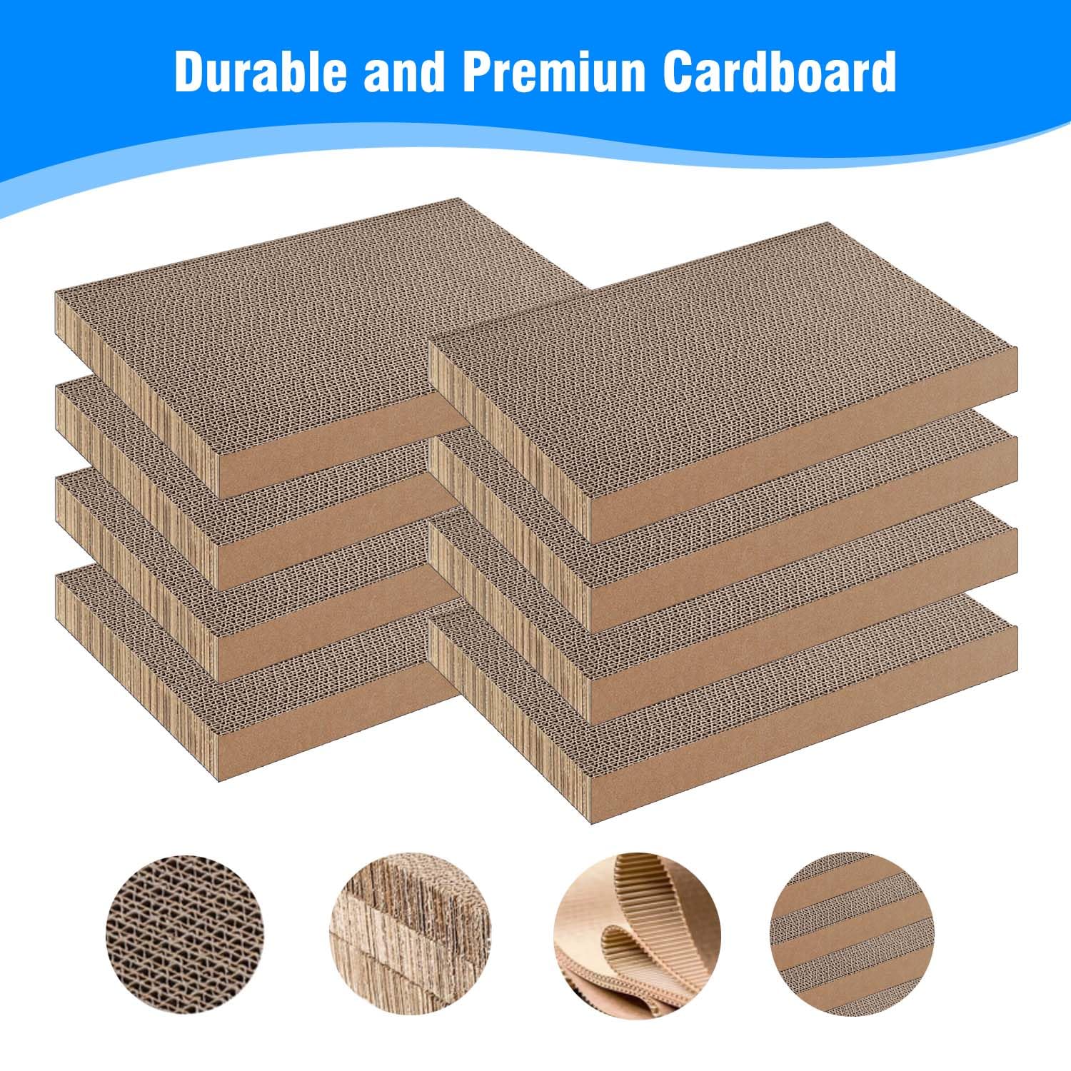 4 Pack Large Cat Scratcher Board for Indoor Cats & Kittens - Durable Premium Recyclable Cardboard Scratching Pad - Perfect for Sofa, Bed & Furniture Protection