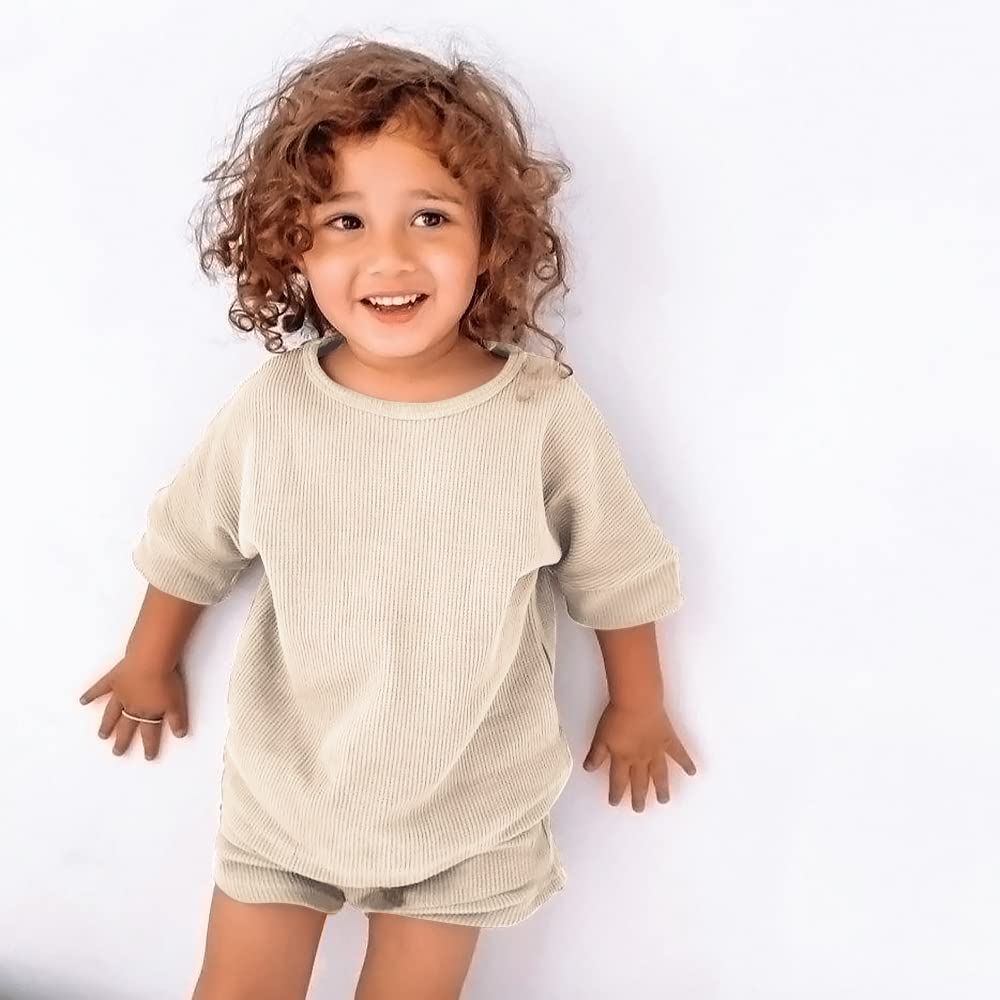MYGBCPJS Baby Boys & Girls 2-Piece Cotton Outfit Set - Short Sleeve Top + Bloomer Shorts | Soft & Comfortable Summer Playwear for Toddlers