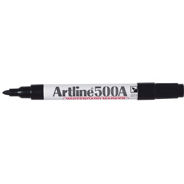 Artline 500A Whiteboard Markers - 12 Pack Black Bullet Tip (2mm) - Dry Erase Markers for Office, Classroom & Home Use - Non-Toxic & Low Odor