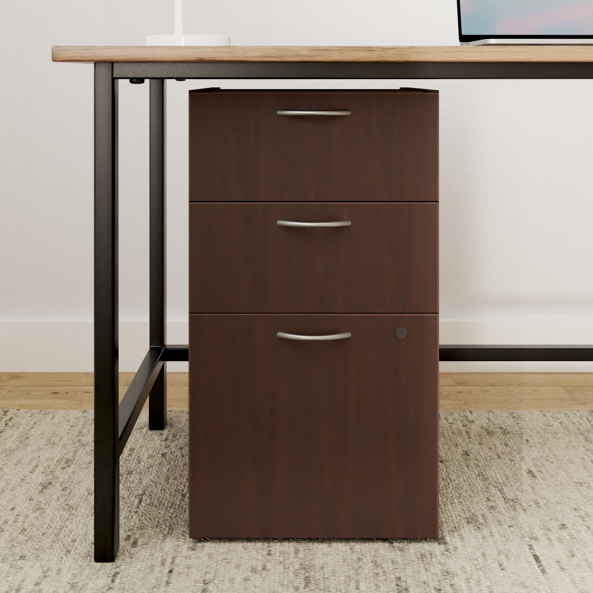 HON Mod Support Pedestal with 3 Drawers - Left or Right Side - Box/Box/File Storage - Legal/Letter Size - Traditional Mahogany Finish - 15
