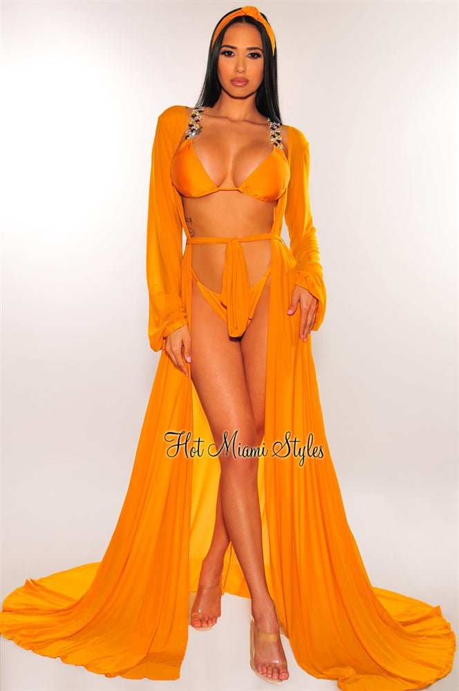 Dijon Sheer Mesh Belted Cover Up - Lightweight Beach Wrap, Swimwear Cover Up for Women, Perfect for Poolside, Vacation & Summer Outfits
