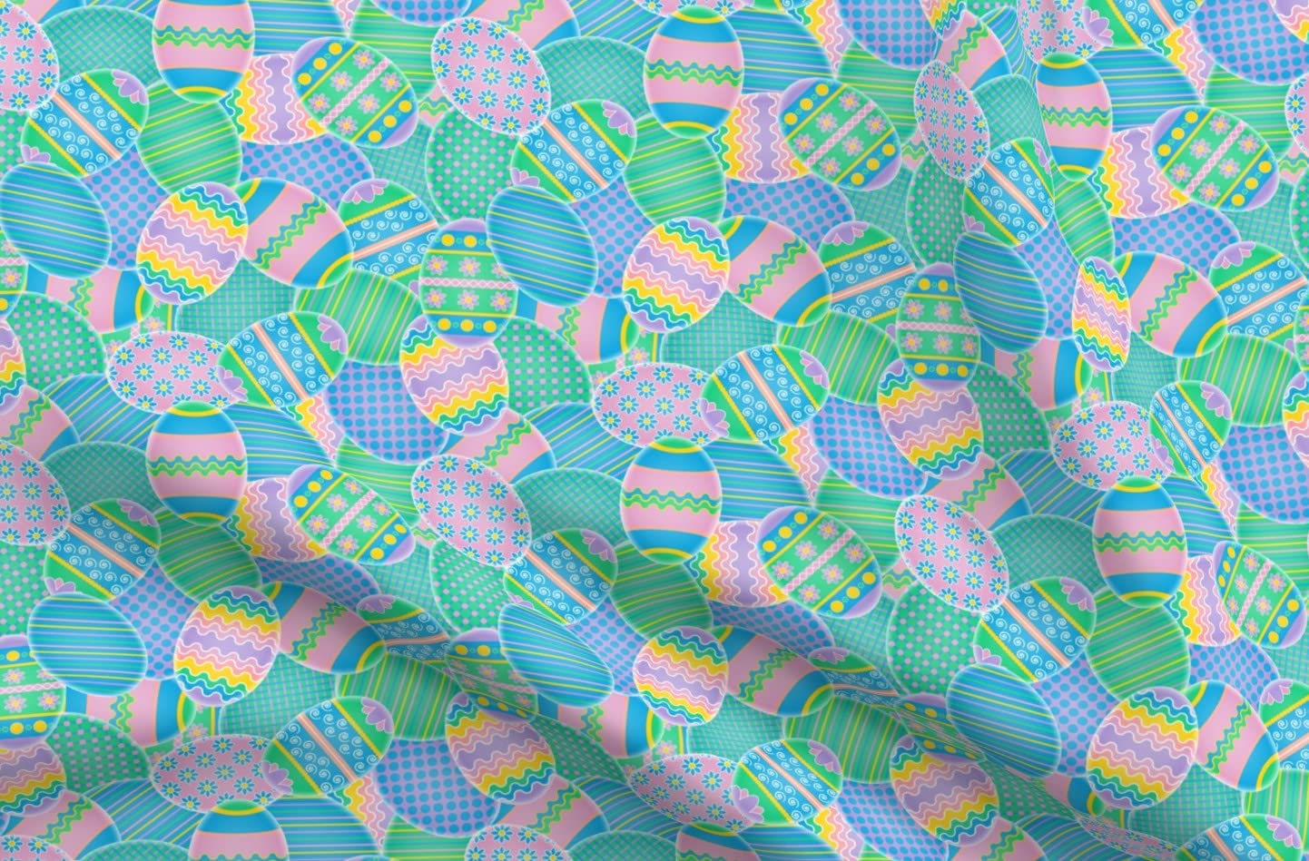Easter Bunny & Chick Printed Velvet Fabric - Colorful Eggs Spring Design for Upholstery, Home Decor & Apparel | Fat Quarter Cotton Fabric for DIY Crafts, Quilting & Sewing Projects