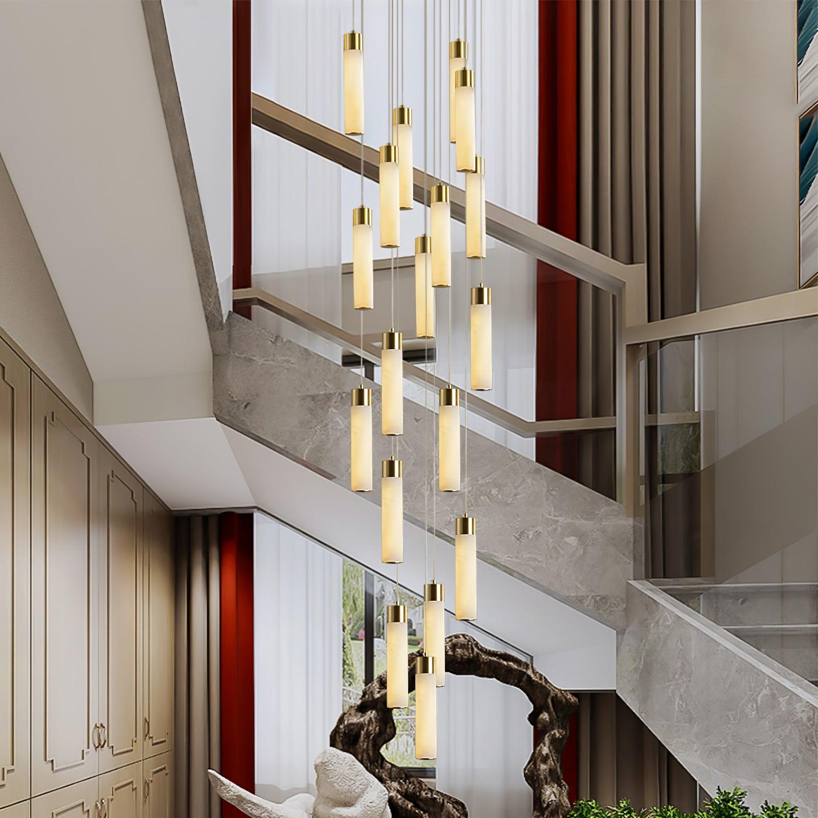 Celestial Alabaster Cascade Chandelier - Elegant Crystal Ceiling Light Fixture for Dining Room, Living Room & Bedroom | Modern Home Decor Lighting for Weddings & Luxury Interiors