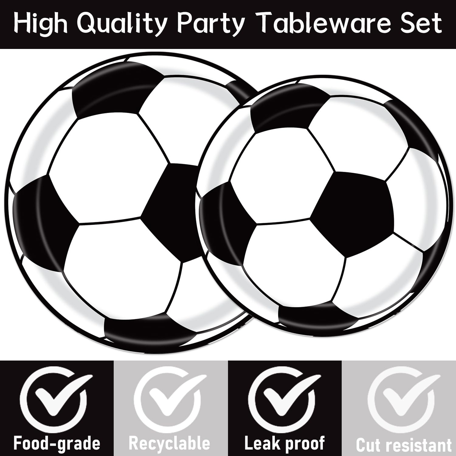 Rakuto 96PCS Soccer Birthday Party Supplies Set - 24 Dinner Plates, Napkins & Forks for Kids Sports Themed Party Decorations | Perfect for Baby Showers, Birthday Celebrations & Soccer Team Events