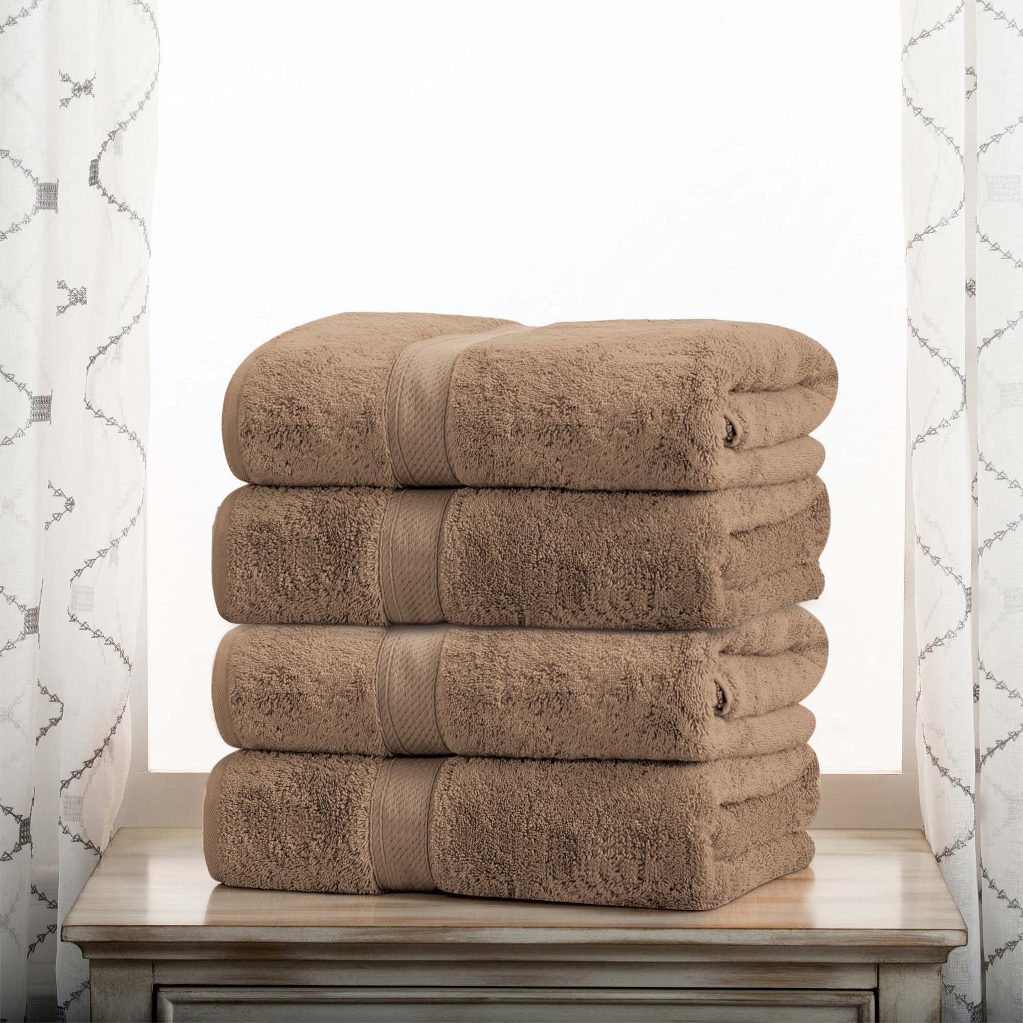 Premium 4-Piece Egyptian Cotton Bath Towel Set - Ultra Soft, Heavyweight & Plush Pile for Spa-Like Luxury at Home | Perfect for Bath, Beach & Guest Use