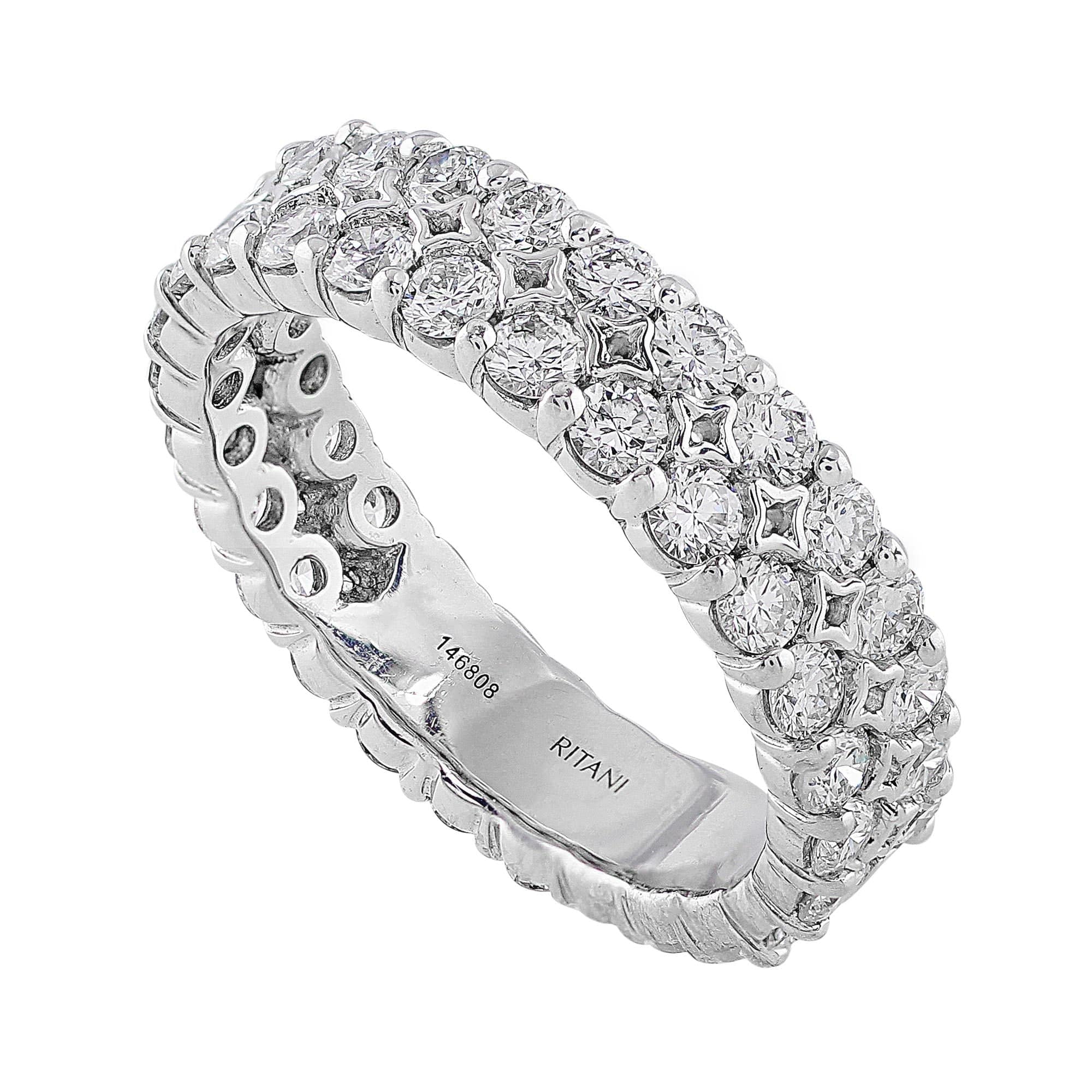 18K White Gold Diamond Eternity Ring - Prong Set Wedding Band for Women, Perfect for Anniversaries, Engagements & Special Occasions