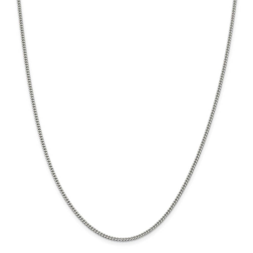 2mm Sterling Silver Solid Curb Chain Necklace for Women - Durable Black Bow Pendant Jewelry - Perfect for Everyday Wear, Gifts & Special Occasions