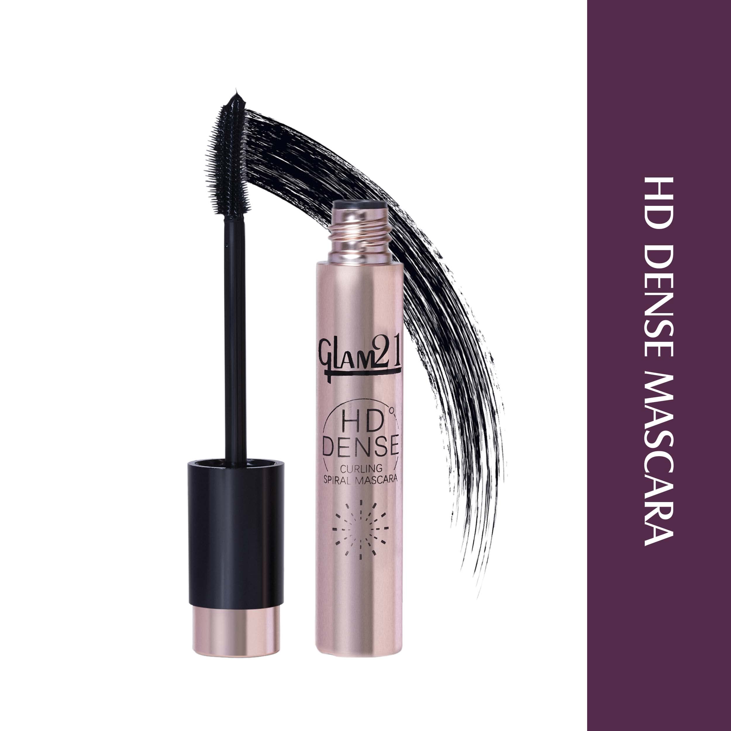 Glam 21 HD Dense Mascara with Petite Brush - Thermal Sensitive Technology, Smudge Proof & Waterproof - Voluminous Eyelashes for 16 Hours Long Wear (Black) | Perfect for Everyday Makeup, Date Nights & Special Occasions