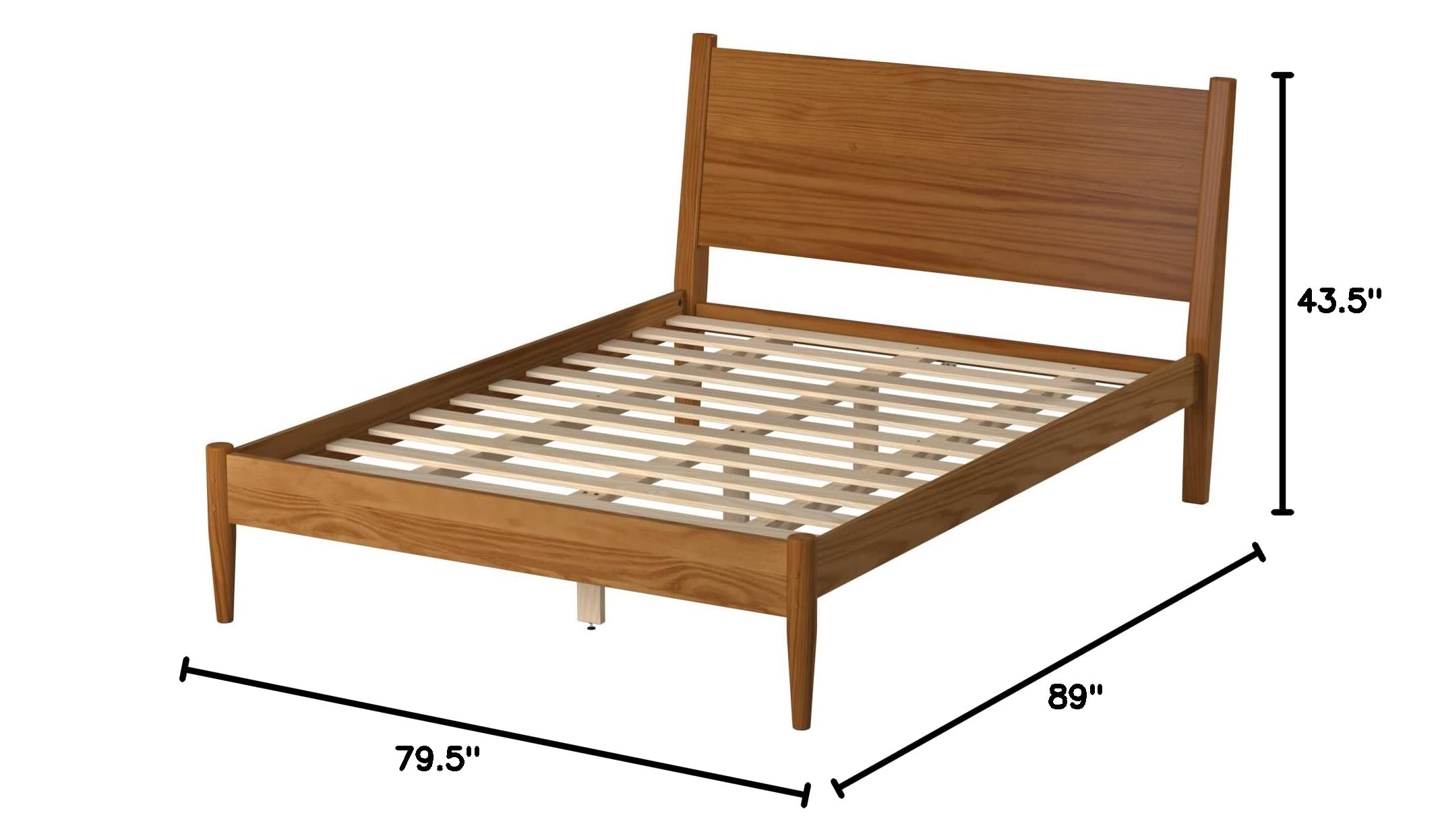 Mid-Century Modern Panel Bed King Size - Solid Wood Frame with Castanho Finish - Perfect for Master Bedroom & Guest Room Decor