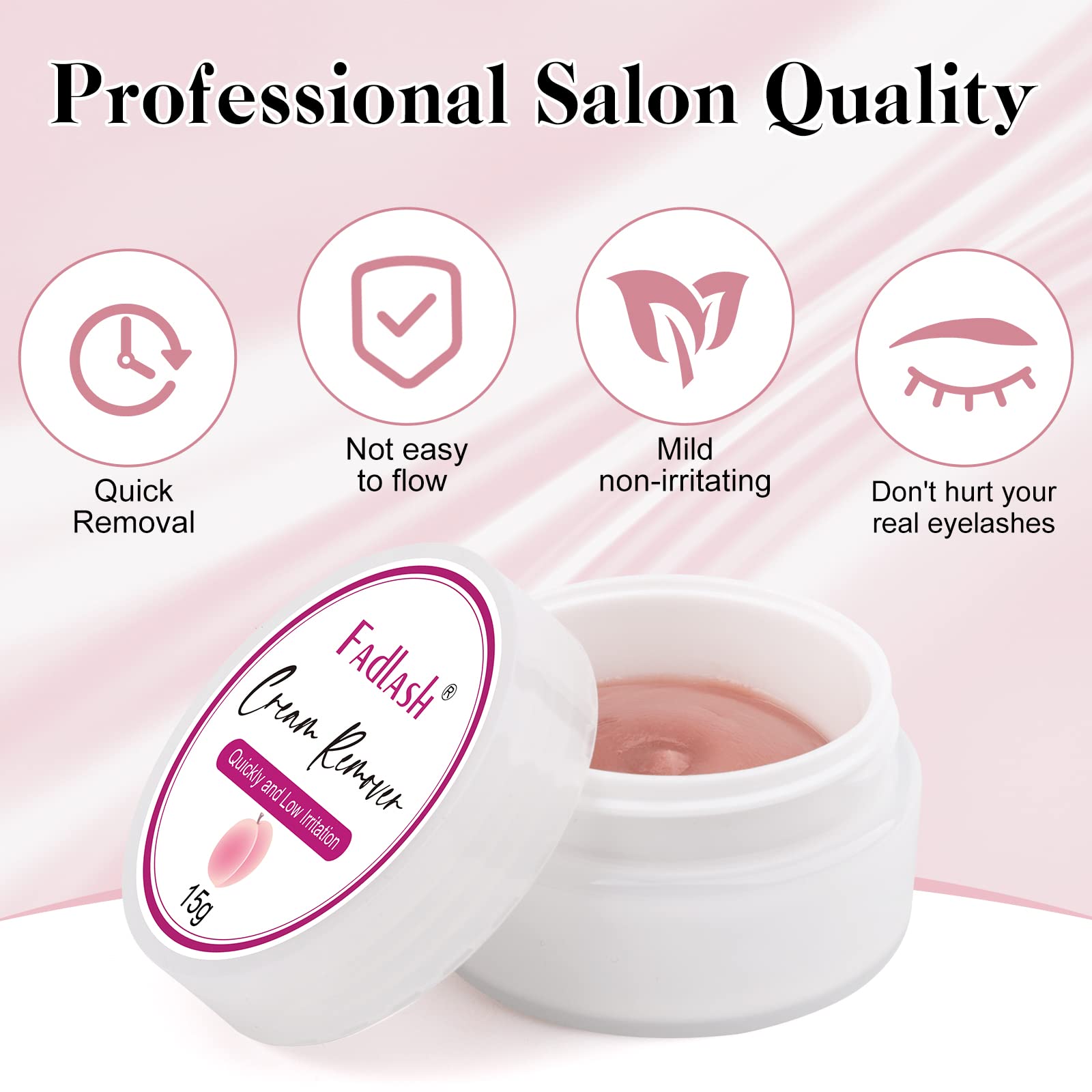 FADLASH Peach Eyelash Extension Remover Cream - 15g Gentle & Fast Lash Glue Remover for Sensitive Skin | Salon & Home Use | Safe for Professional & DIY Lash Extensions