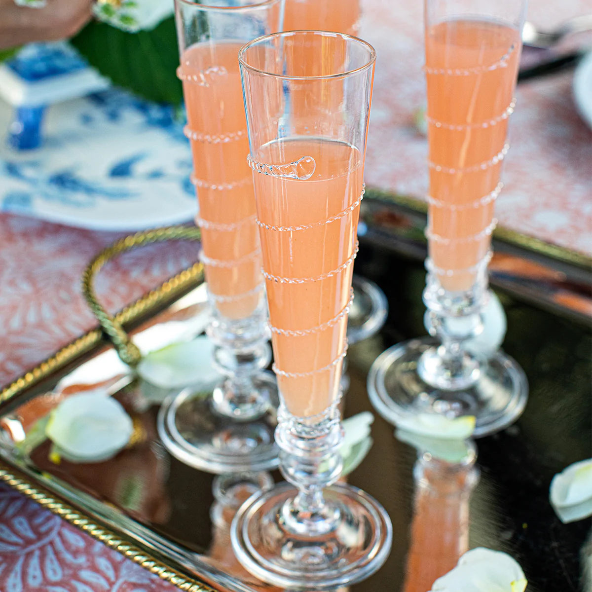 Juliska Amalia Champagne Flute Set of 2 - Elegant Crystal Glassware for Toasting, Weddings & Special Occasions