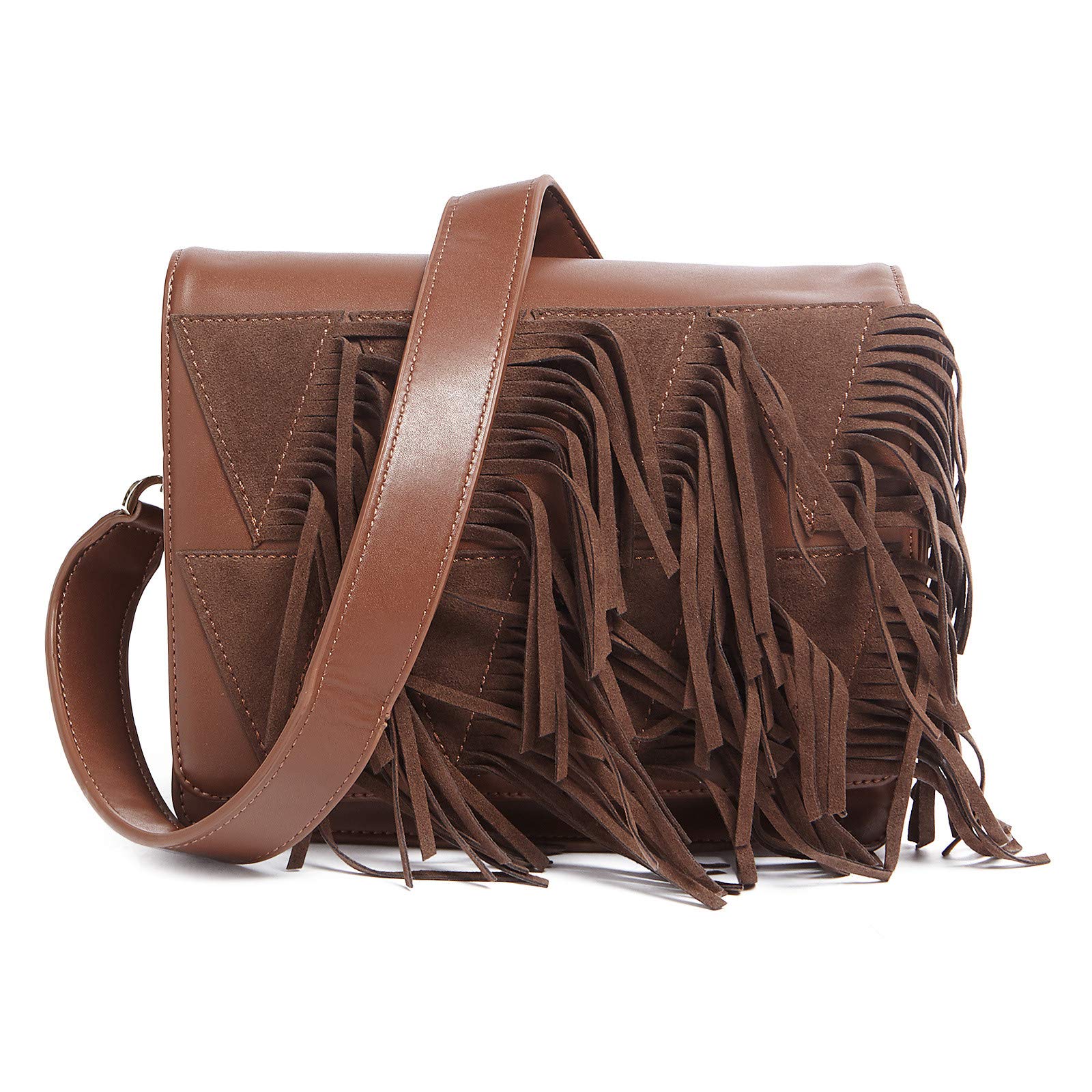 Stylish Tan Medium Fringe Shoulder Bag for Women - Perfect for Casual Outings, Shopping & Travel