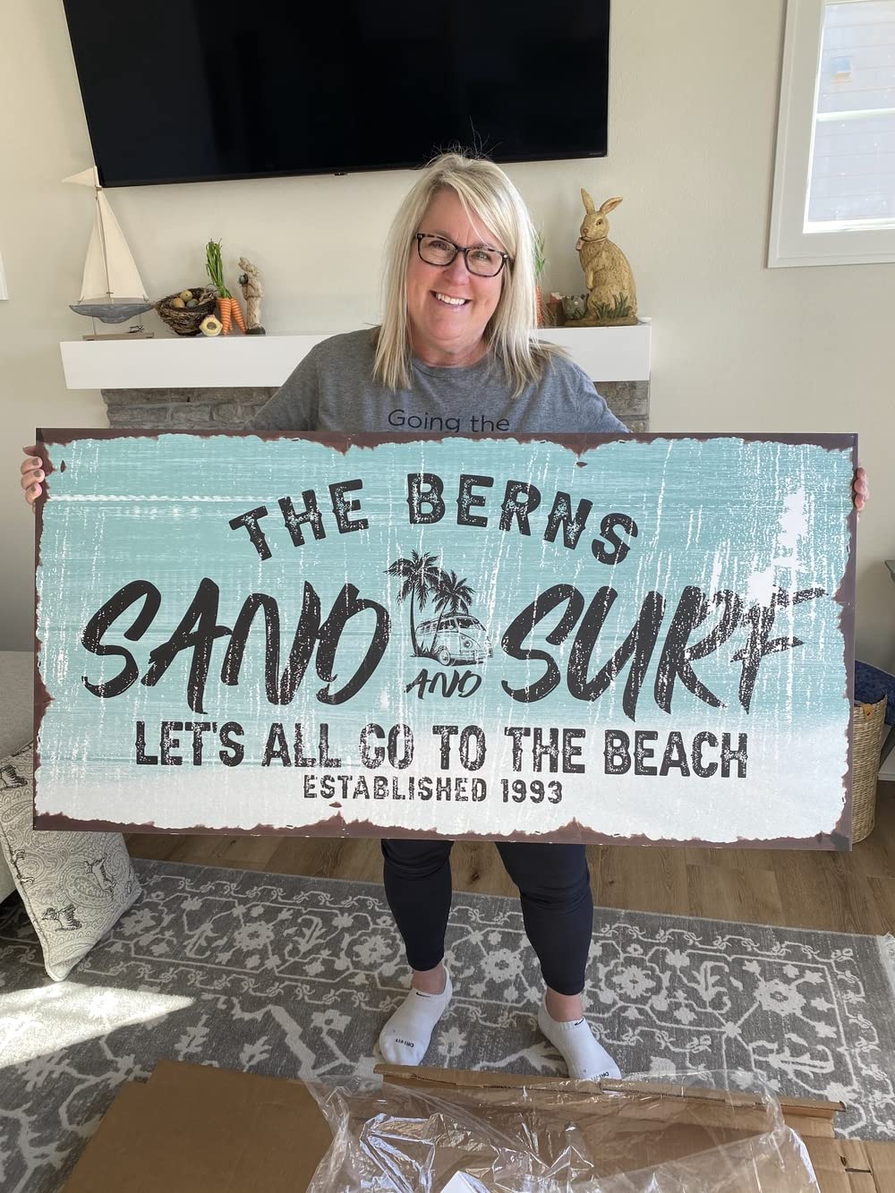 Personalized Coastal Beach Sign Wall Decor - Large 48