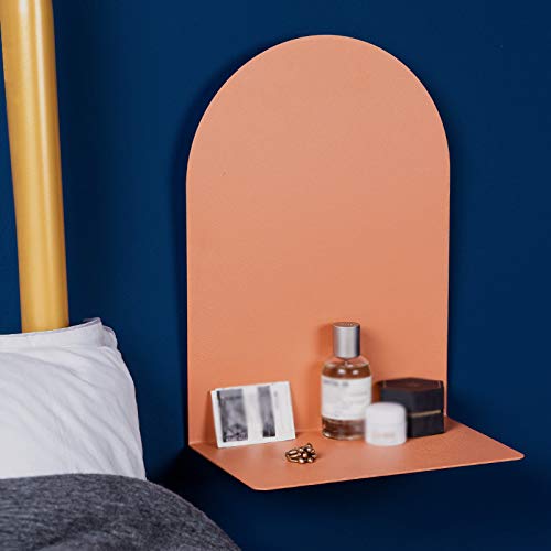 Metal Wall Shelf Organizer - Wall-Mounted Arch Storage Shelf for Living Room, Bedroom, Bathroom, Kitchen, Office & Hotel Decor | Space-Saving Display Solution (Orange, Large)