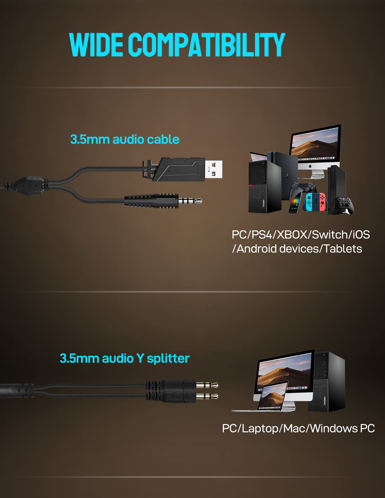 Premium Gaming Headset with Noise Cancelling Mic - Wired Over-Ear Headphones for PC, PS4, PS5, Xbox One & Nintendo Switch - Stereo Bass Surround Sound, LED Lights & Memory Foam Earmuffs - Perfect for Esports, Streaming & Late-Night Gaming Sessions