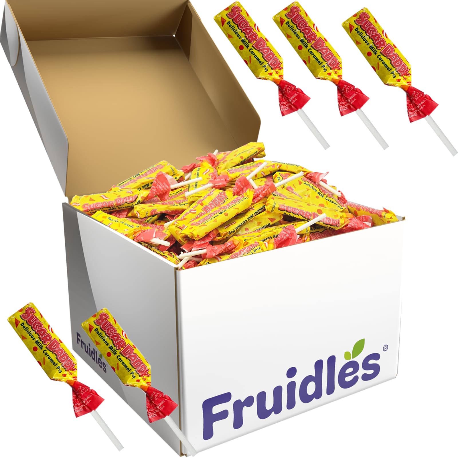 Fruidles Sugar Daddy Taffy Lollipops - Bulk 5lb Individually Wrapped Milk Caramel Candy Sweets | Gourmet Treats for Parties, Halloween, Christmas Gifts & Office Snacks
