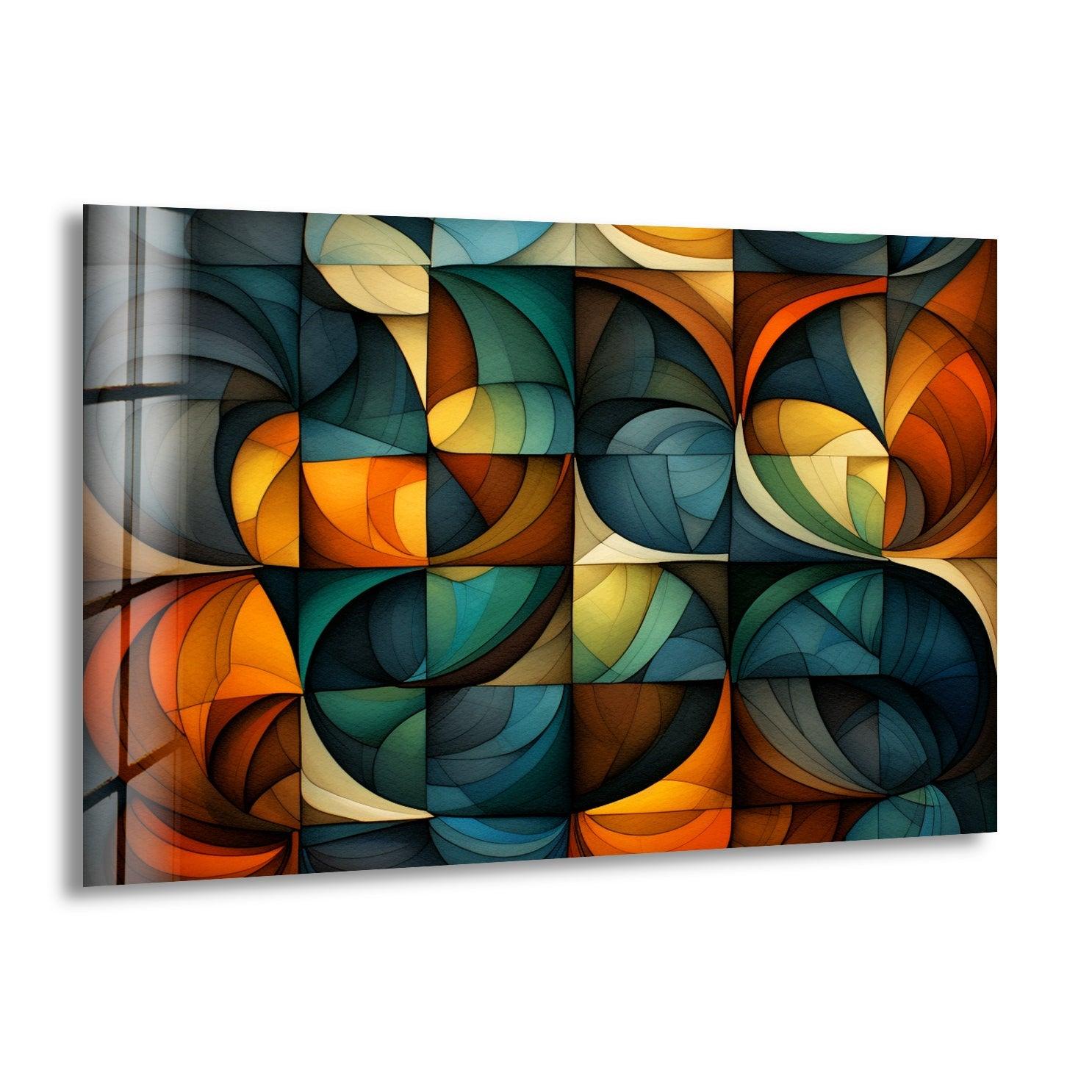Modern Abstract Glass Wall Art - Handcrafted Contemporary Home Decor for Living Room, Bedroom & Office - Unique 3D Glass Panel Artwork
