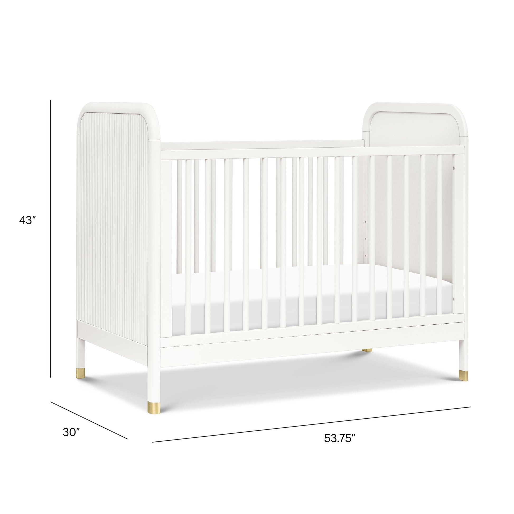 Brimsley Tambour 3-in-1 Convertible Baby Crib - White Wooden Nursery Crib with Toddler Bed & Daybed Conversion - Perfect for Newborns, Infants & Toddlers - Ideal for Modern Nursery, Bedroom & Daycare Use