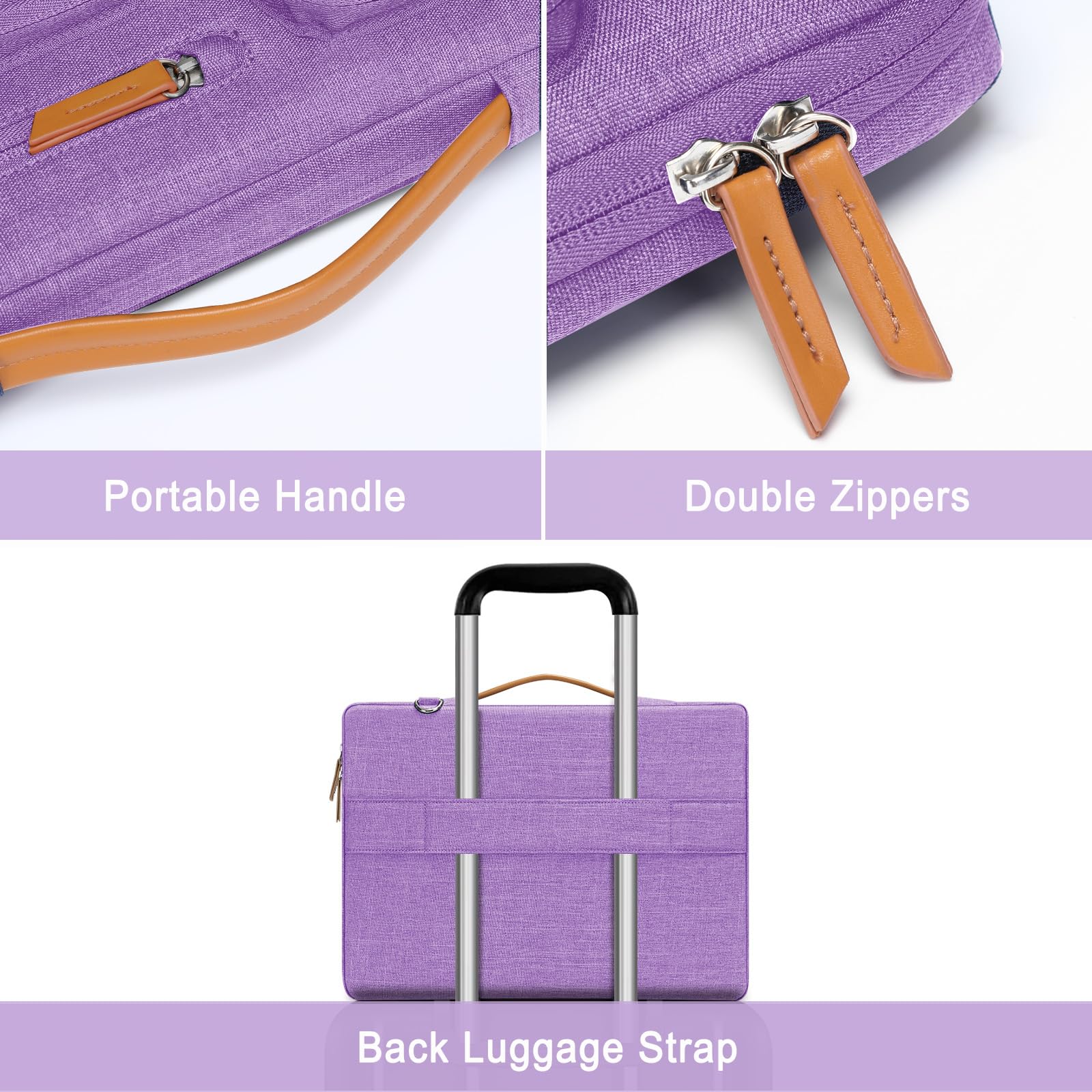 MOSISO 360 Protective Laptop Shoulder Bag for 13-13.3 Inch MacBook Pro/Air, HP, Dell, Lenovo, Asus Notebook - Water Resistant Messenger Bag with 4 Zipper Pockets & Side Access (Lilac) - Perfect for Work, School, Travel & Business Commute