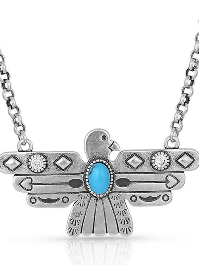 Montana Silversmiths NC4905 Rising Above Thunderbird Turquoise Necklace for Women - Handcrafted Sterling Silver Jewelry with Genuine Turquoise Stone - Perfect for Casual Wear, Gifts & Special Occasions