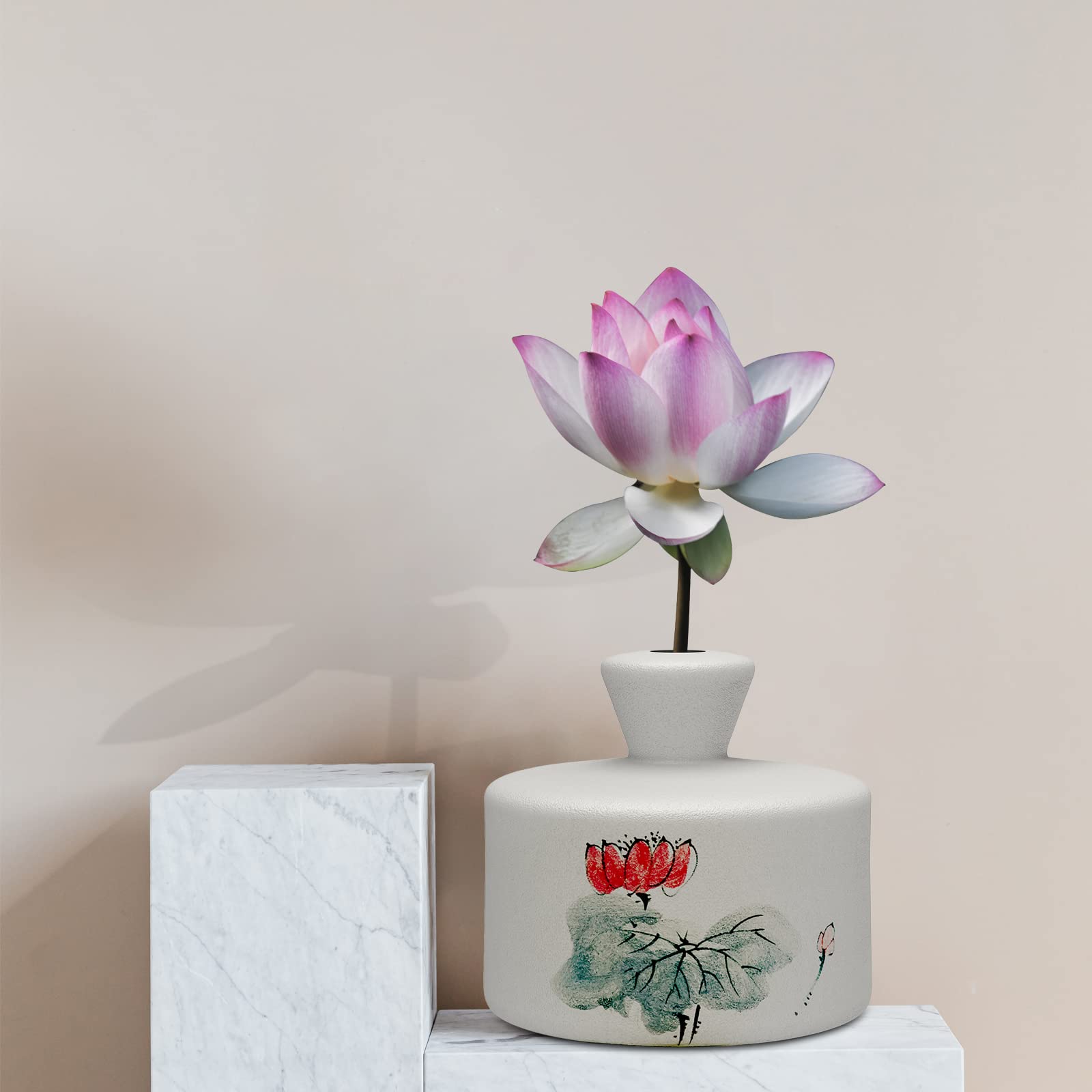 23oz Ceramic Thumb Rain Watering Can for Bonsai, Garden & Indoor Plants - Handcrafted Hand-Painted Hibiscus Design Watering Bell - Perfect for Delicate Watering of Succulents, Herbs and Houseplants