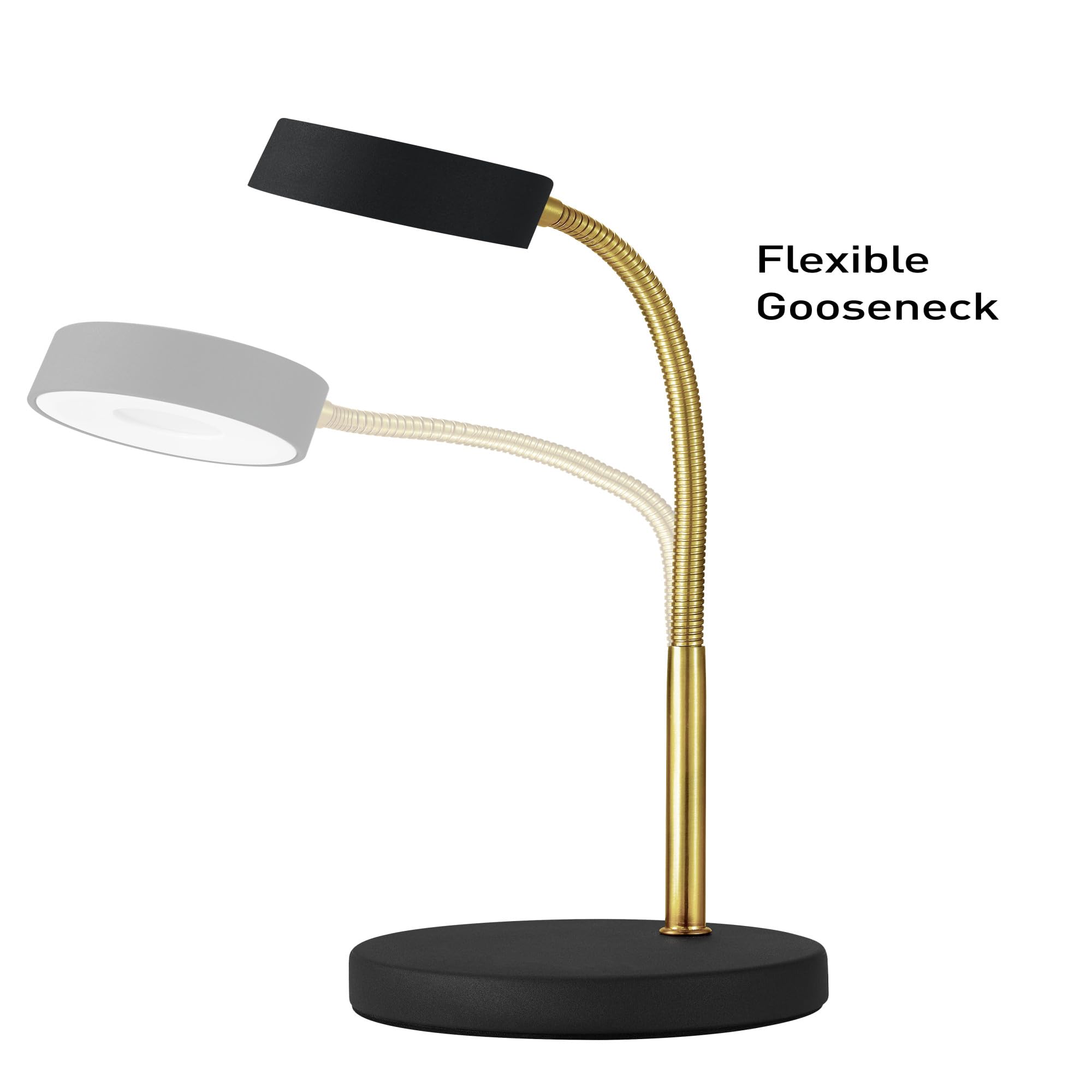 Globe Electric 30061 Gold Gooseneck Desk Lamp with Matte Black Finish - 5W Energy Star LED, 250 Lumens, 15.45