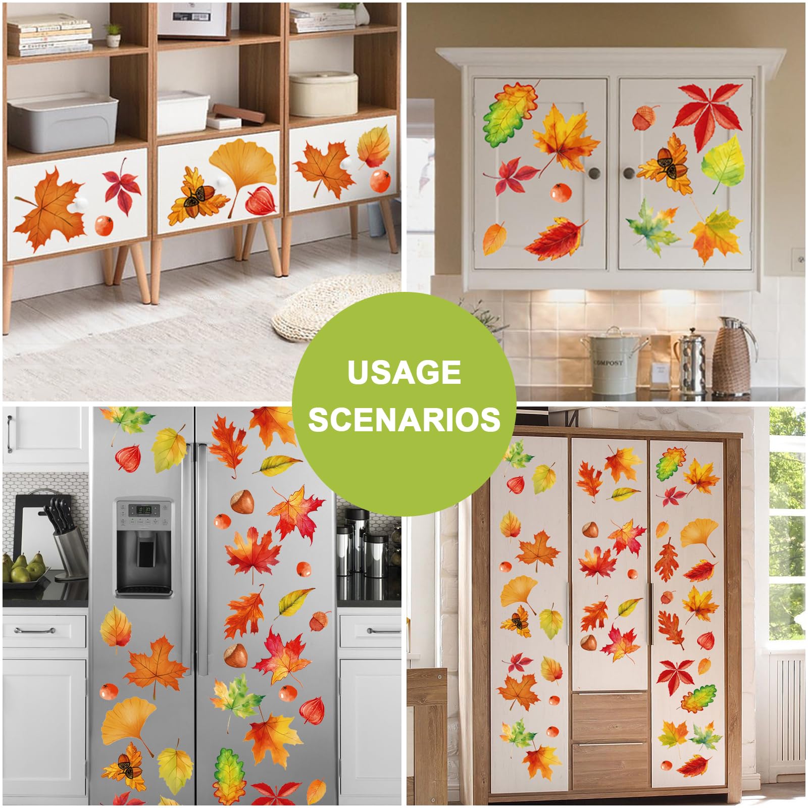 Fall Window Clings - Autumn Maple Leaf & Hazelnut Static Stickers for Glass Windows | Double-Sided Removable & Reusable Thanksgiving Decor | Perfect for Home, Office, and Seasonal Party Decoration