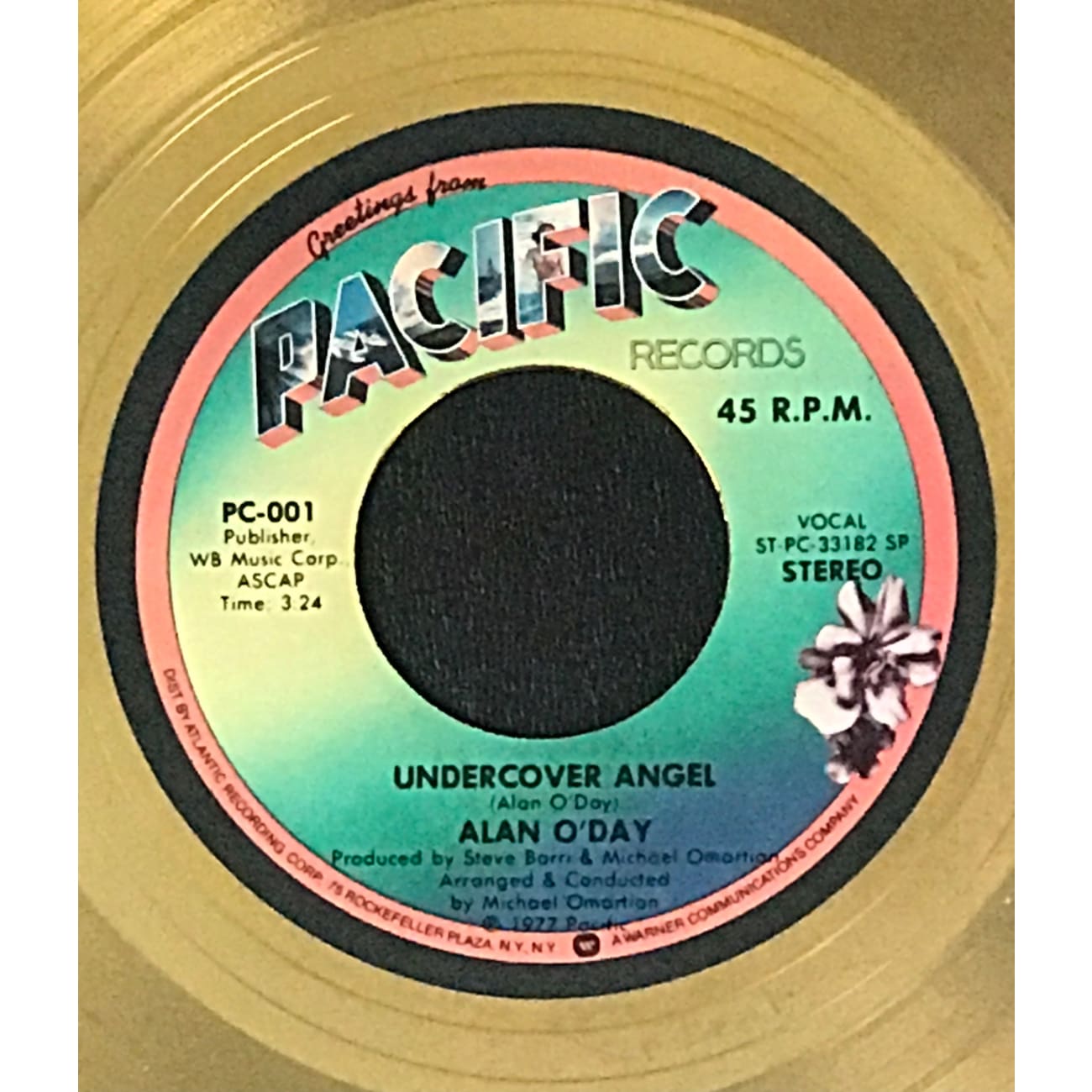 Alan O'Day Undercover Angel RIAA Gold Single Award - Vintage Music Collectible - Perfect for Music Lovers & 70s Memorabilia Collections