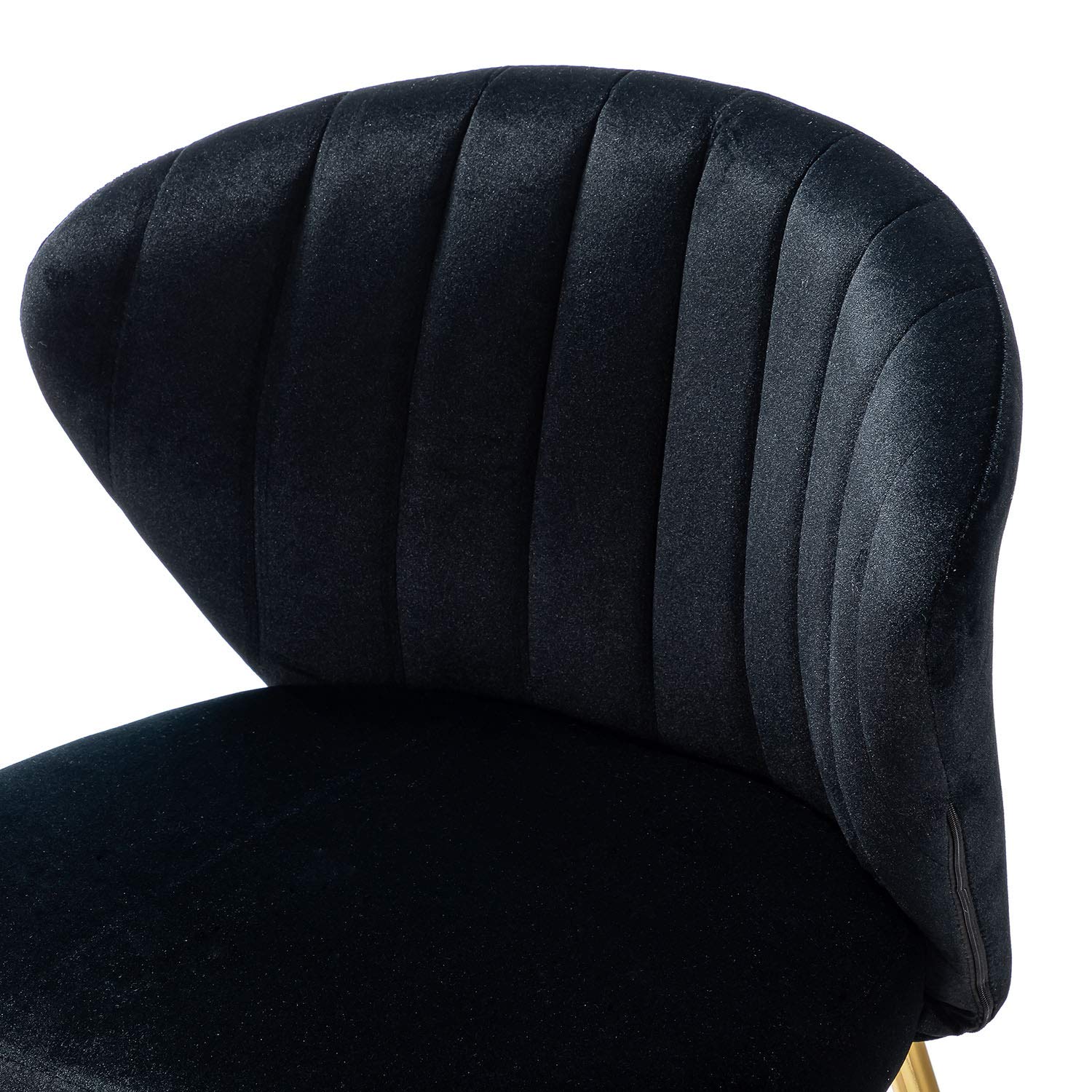 TINA'S HOME Velvet Dining Chairs Set of 2 - Modern Upholstered Side Chairs with Golden Metal Legs, Small Armless Accent Chairs for Living Room, Kitchen, Bedroom & Beauty Salon | Elegant Home Decor for Dining, Lounging & Makeup Vanity (Black)