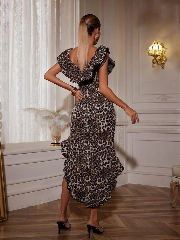 Ike Off Shoulder Leopard Print Dress - Sexy Animal Print Party Dress for Women, Perfect for Night Out, Club Wear and Date Night