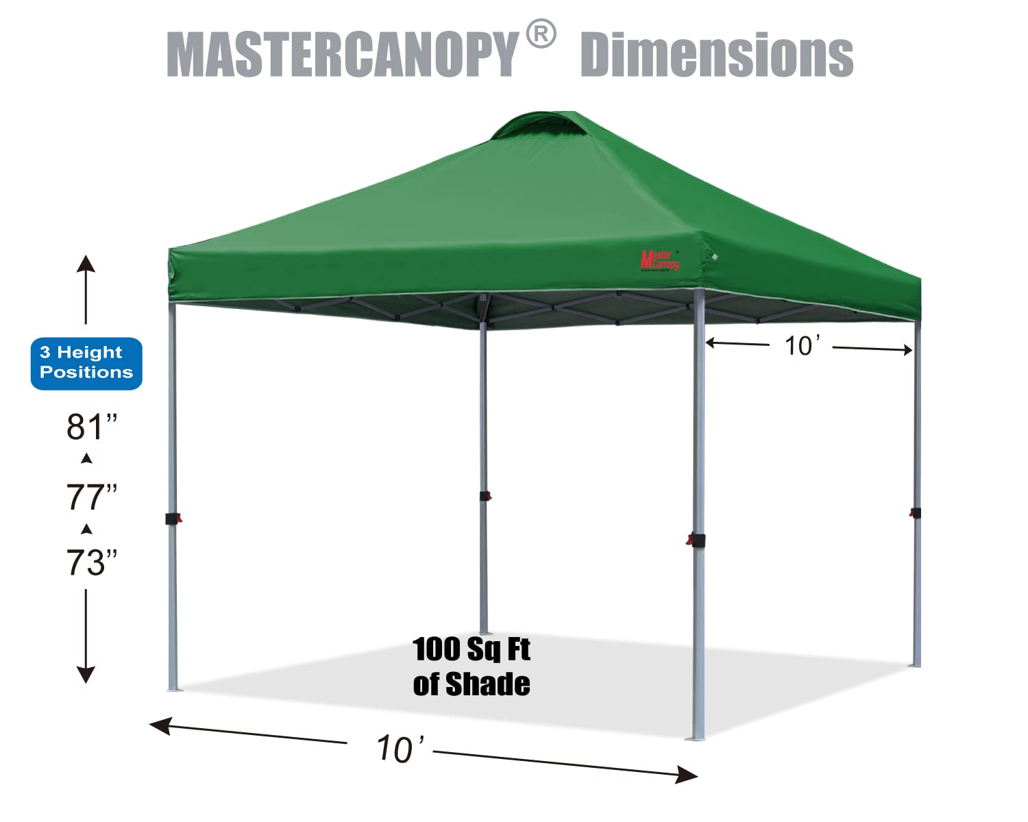 MASTERCANOPY 10x10 Durable Pop-up Canopy Tent with Carry Bag - Waterproof Outdoor Canopy for Camping, Beach, Picnics & Events (Forest Green)